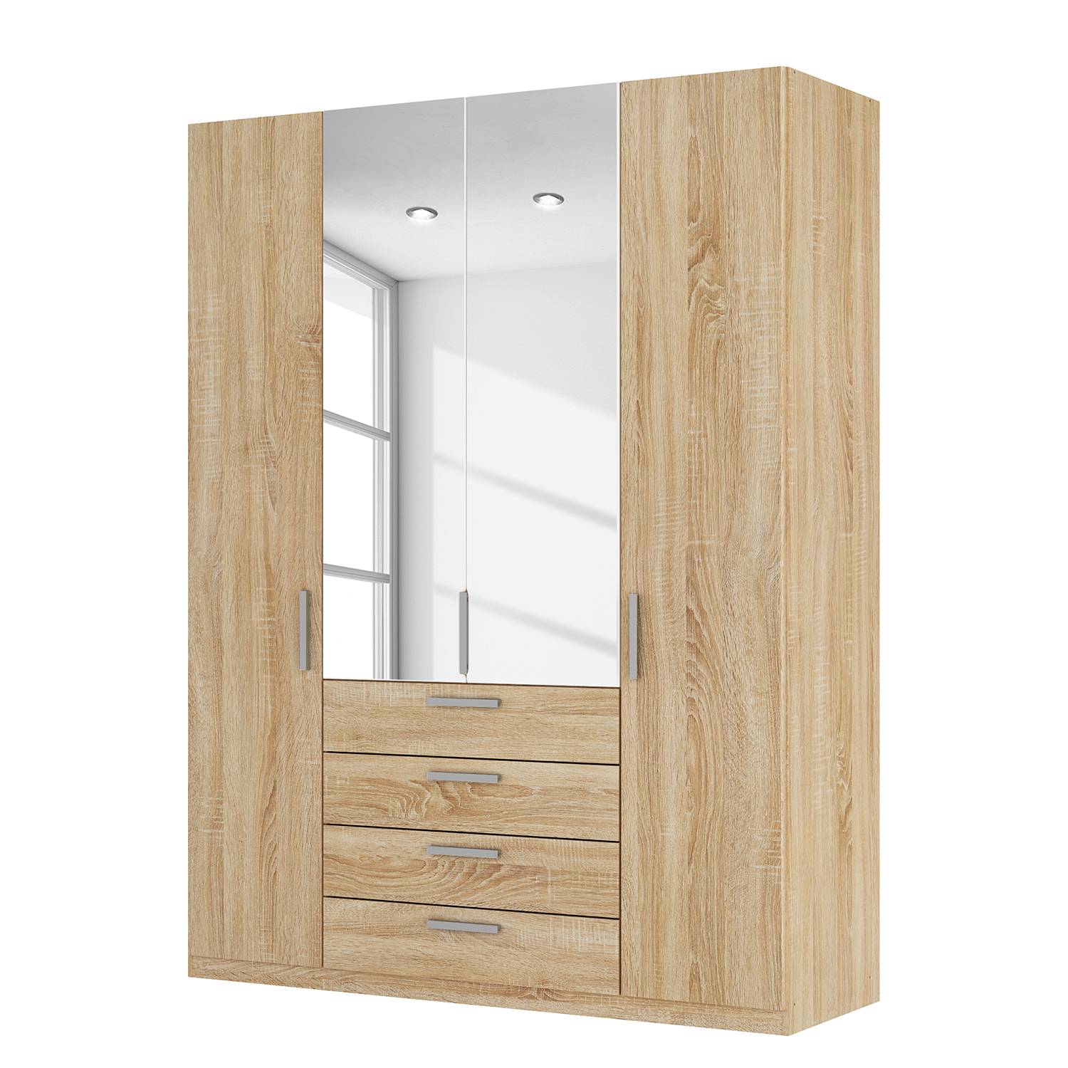 goedkoop Draaideurkast Skøp II Sonoma eikenhouten look kristalspiegel 181cm 4 deurs 236cm Premium Skop