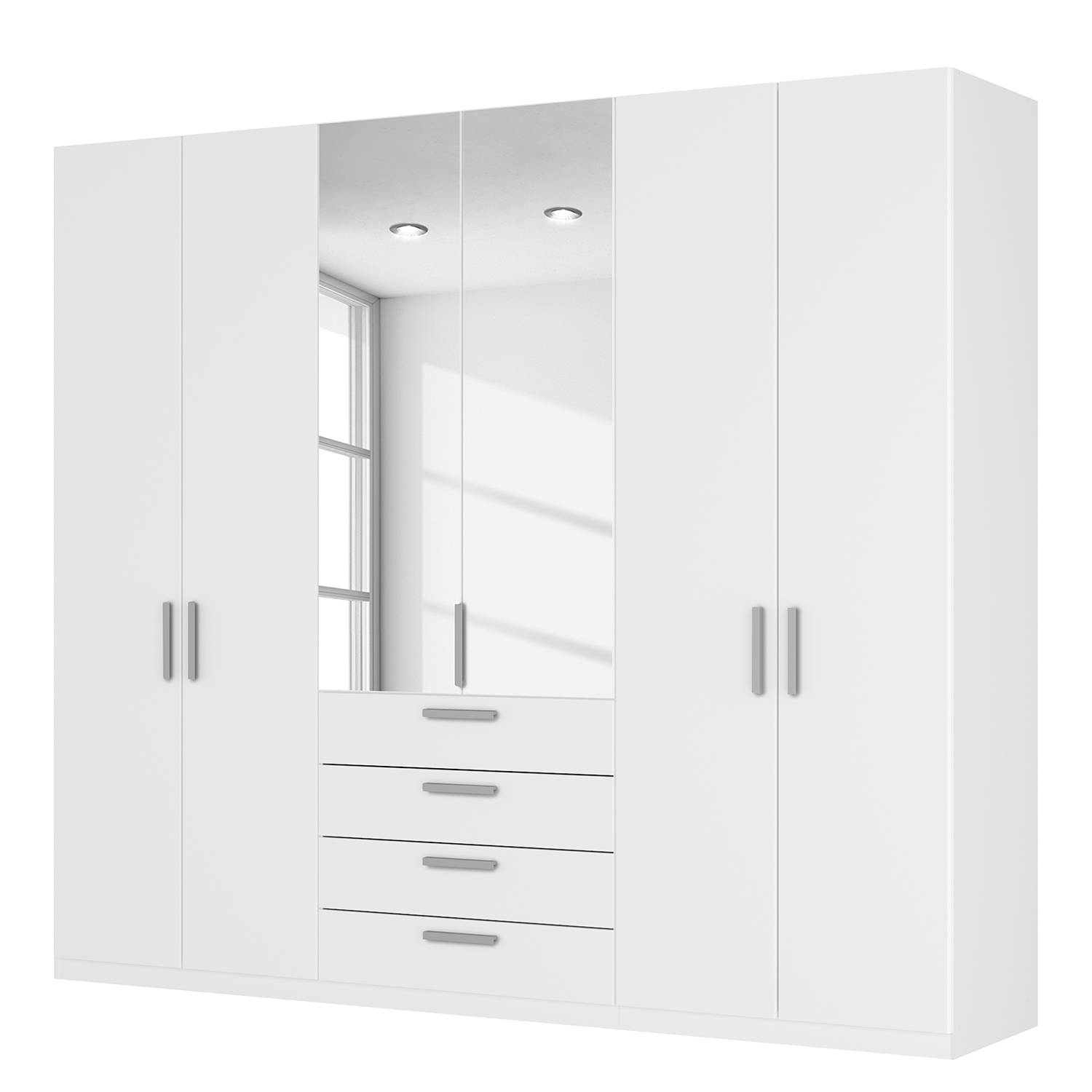 goedkoop Draaideurkast Skøp III alpinewit kristalspiegel 270cm 6 deurs 236cm Comfort Skop
