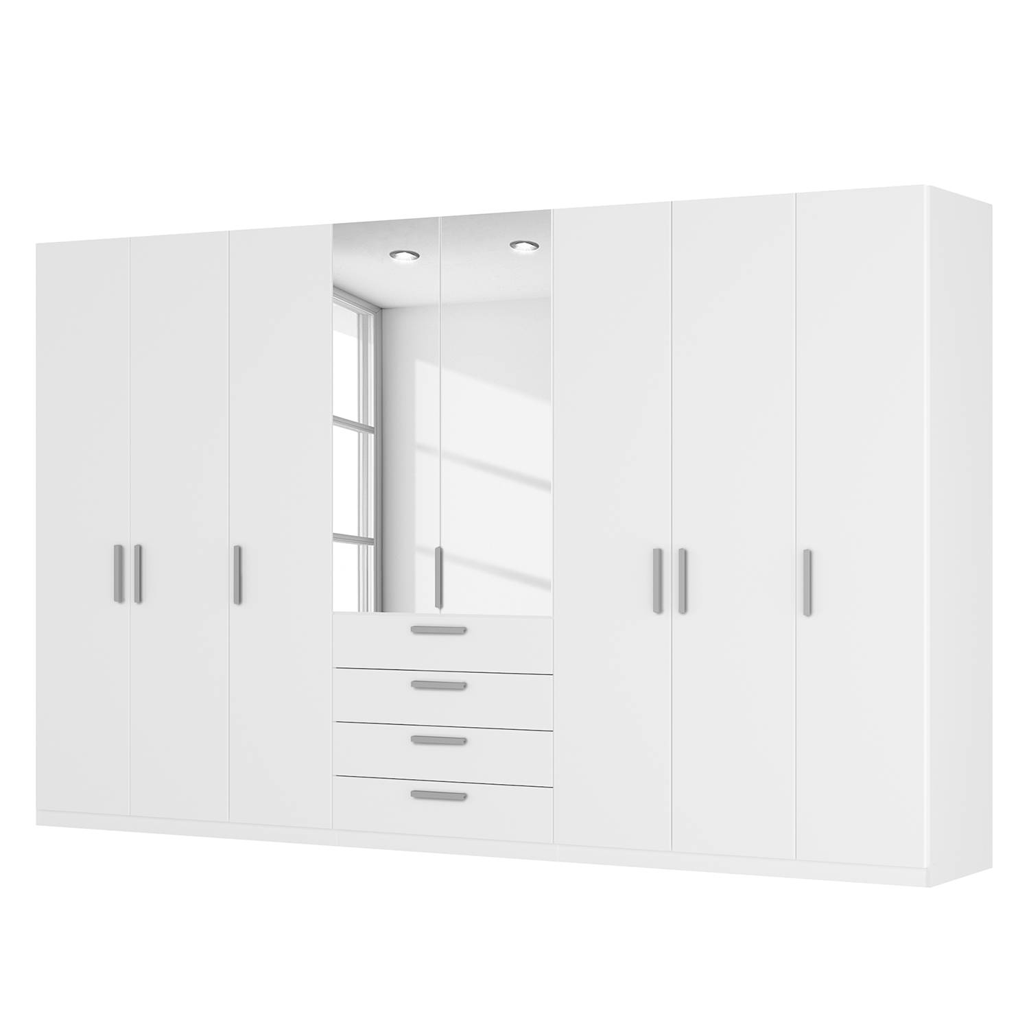 goedkoop Draaideurkast Skøp III alpinewit kristalspiegel 360cm 8 deurs 222cm Classic Skop