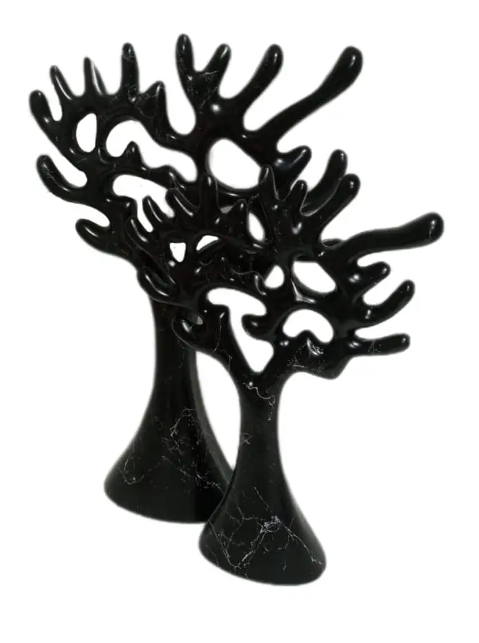 Skulptur Baum Marmoroptik Schwarz