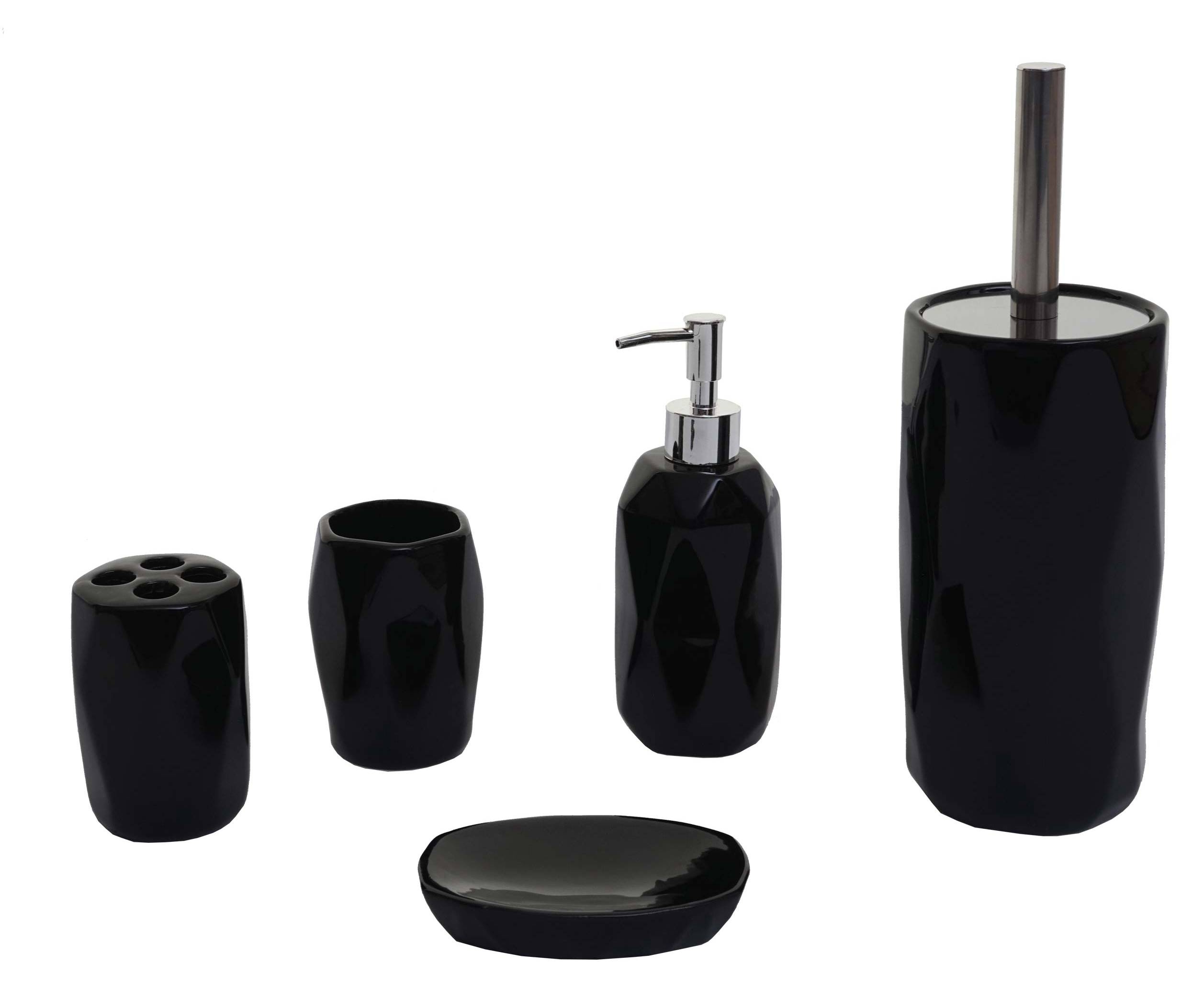 Ensemble de salle de bain rond gris 5 pièces