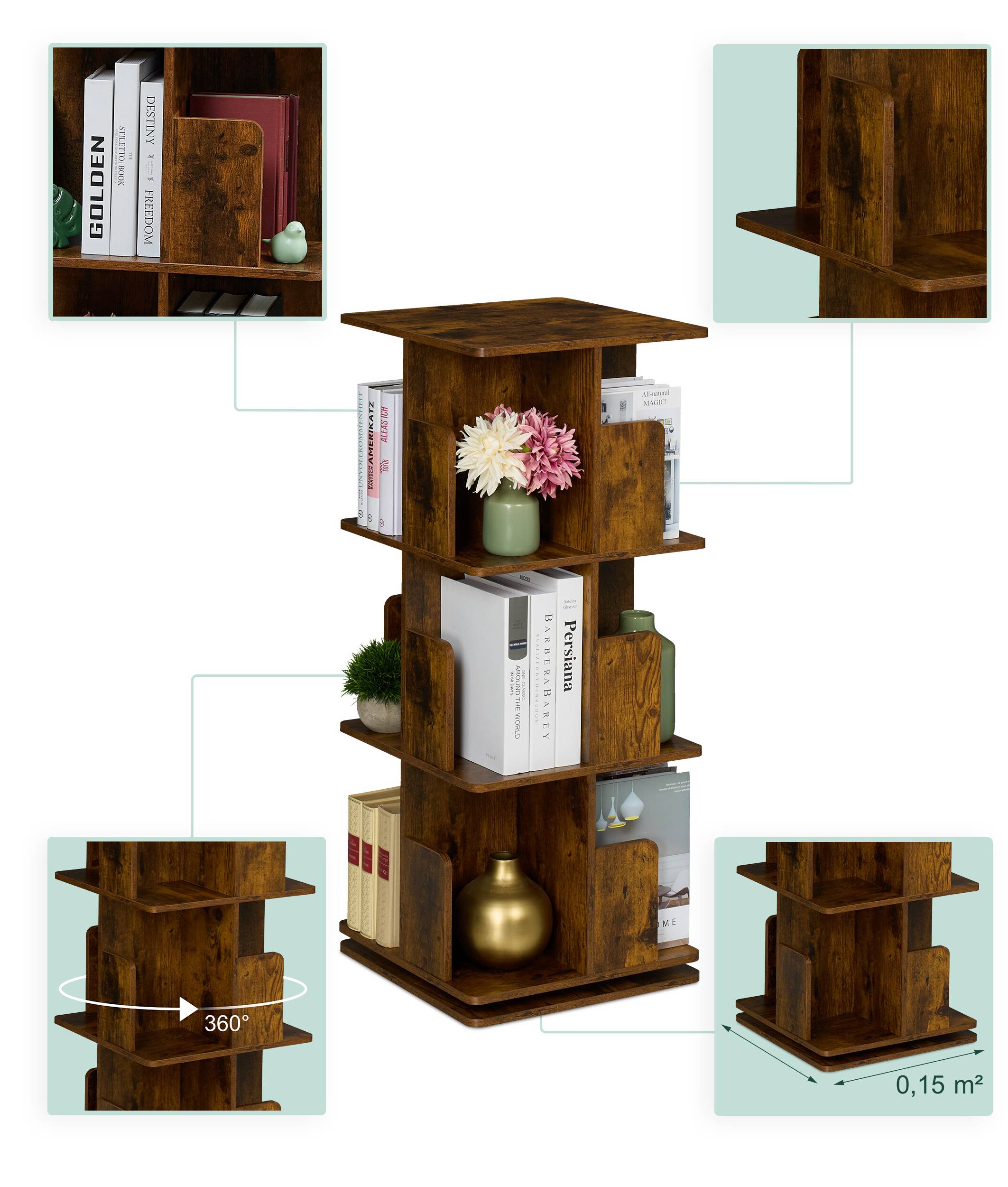 Goodivery ® Moderne 5-Lagen Hoekboekenkast Met Industriële Open Houten Planken Voor Woonkamer En Kantoor Goodivery ® Moderne 5-Lagen Hoekboekenkast Met Industriële Open Houten Planken Voor Woonkamer En Kantoor