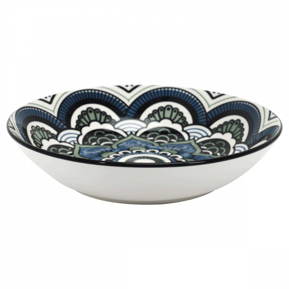 Assiette Décorative Porcelaine Peinte à La Main Motif Mandala Bleu - 19cm - Neuf France