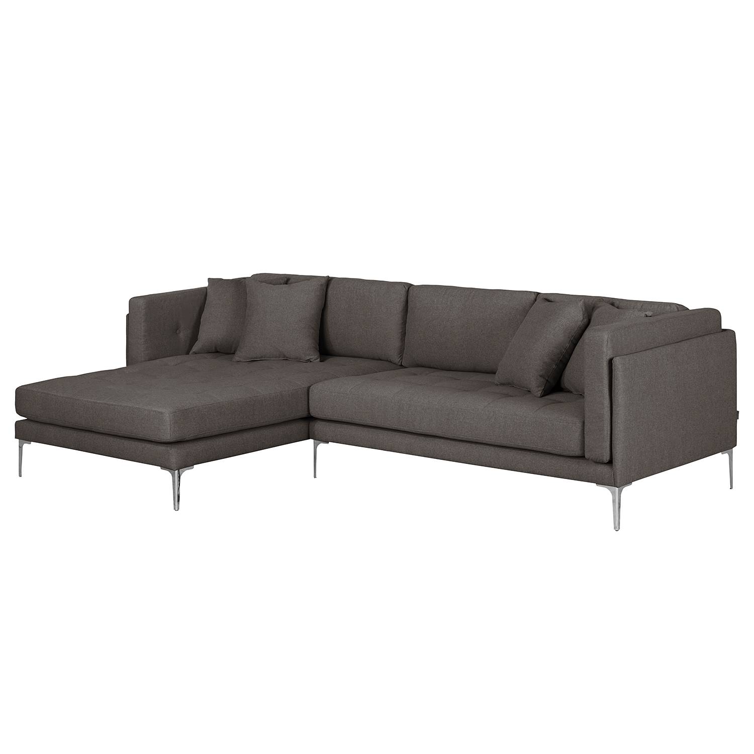 home24 Fredriks Ecksofa Agueda I 3-Sitzer Braun Webstoff 291x84x173 cm (BxHxT) Modern