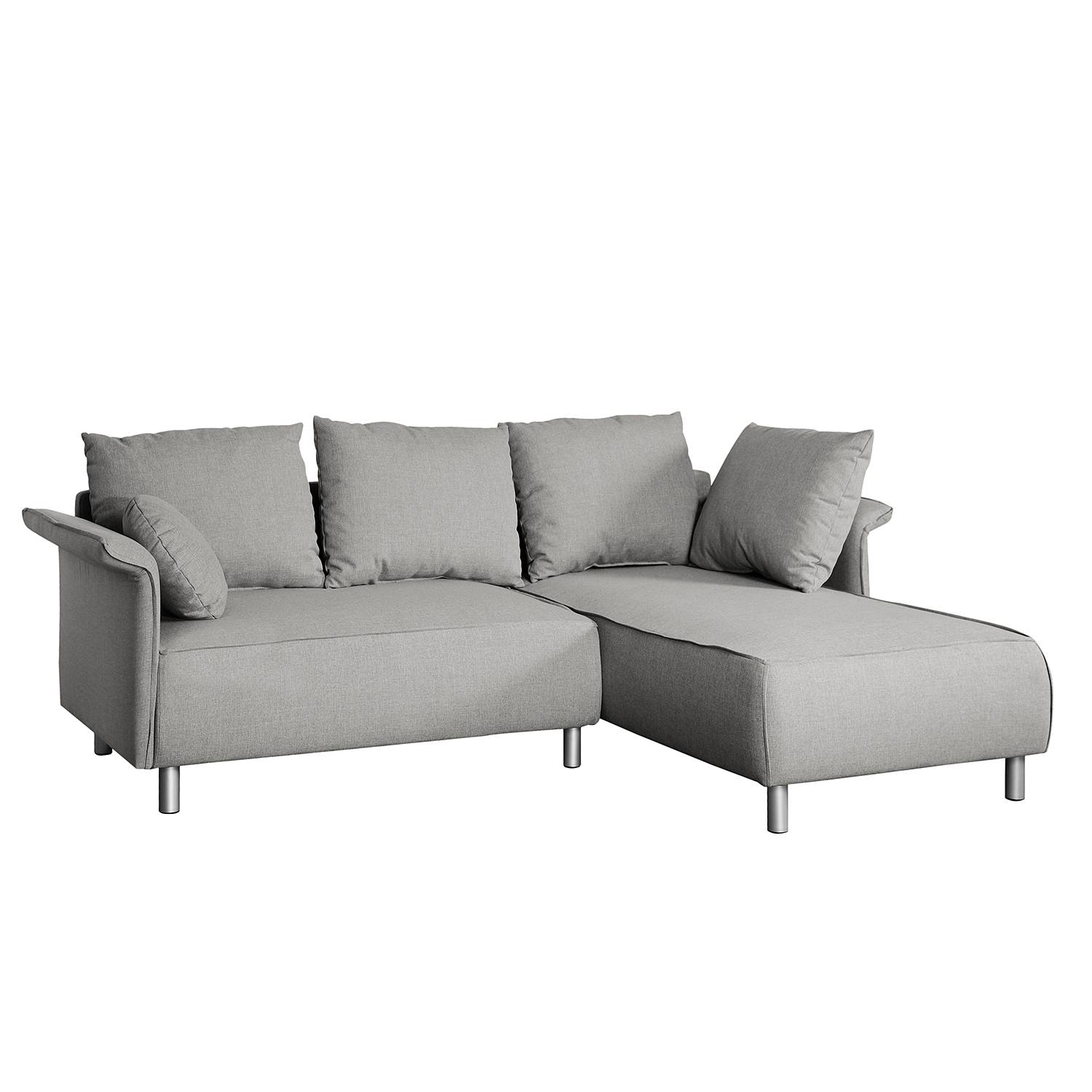 home24 Fredriks Ecksofa Ambesia Longchair Platin Strukturstoff 228x90x160 cm (BxHxT) Modern
