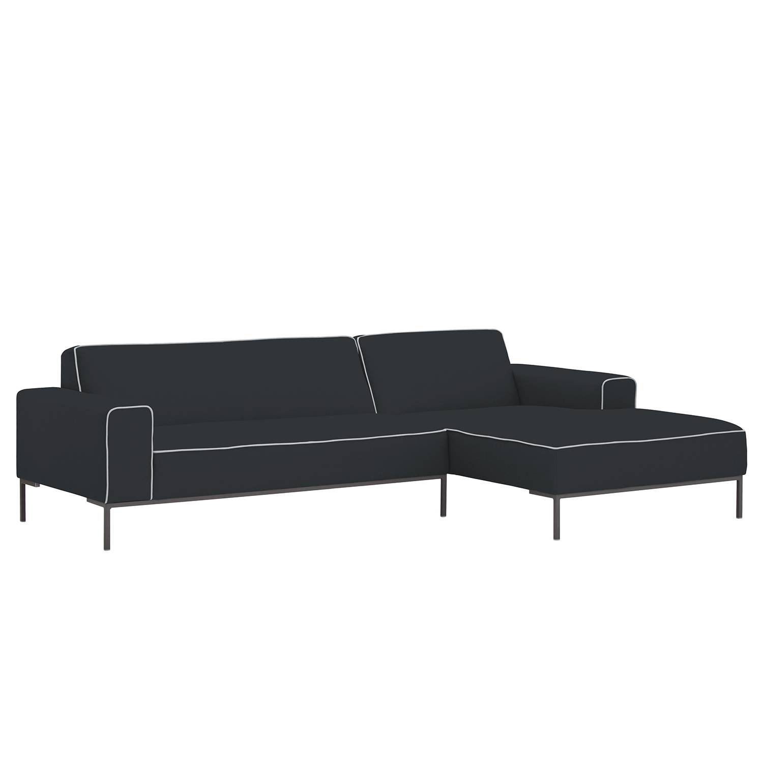 goedkoop Hoekbank Ampio Duo I geweven stof longchair vooraanzicht rechts Grijs Stof Floreana Antraciet Studio Copenhagen