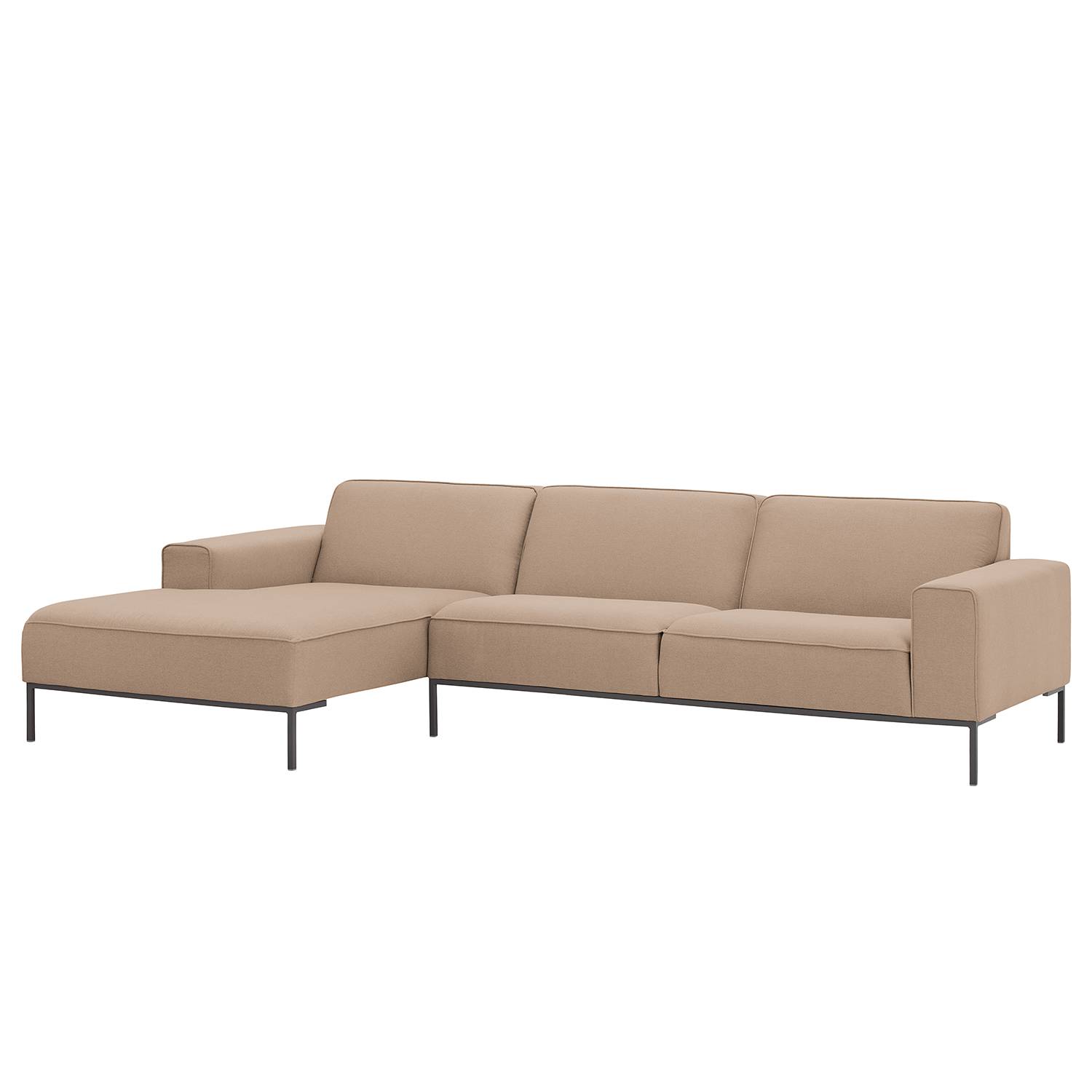 goedkoop Hoekbank Ampio II geweven stof longchair vooraanzicht links Grijs Stof Floreana Kameelkleurig Studio Copenhagen