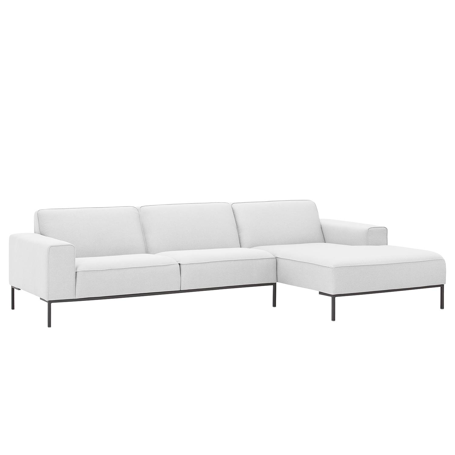 goedkoop Hoekbank Ampio II geweven stof longchair vooraanzicht rechts Grijs Stof Floreana Wit Studio Copenhagen
