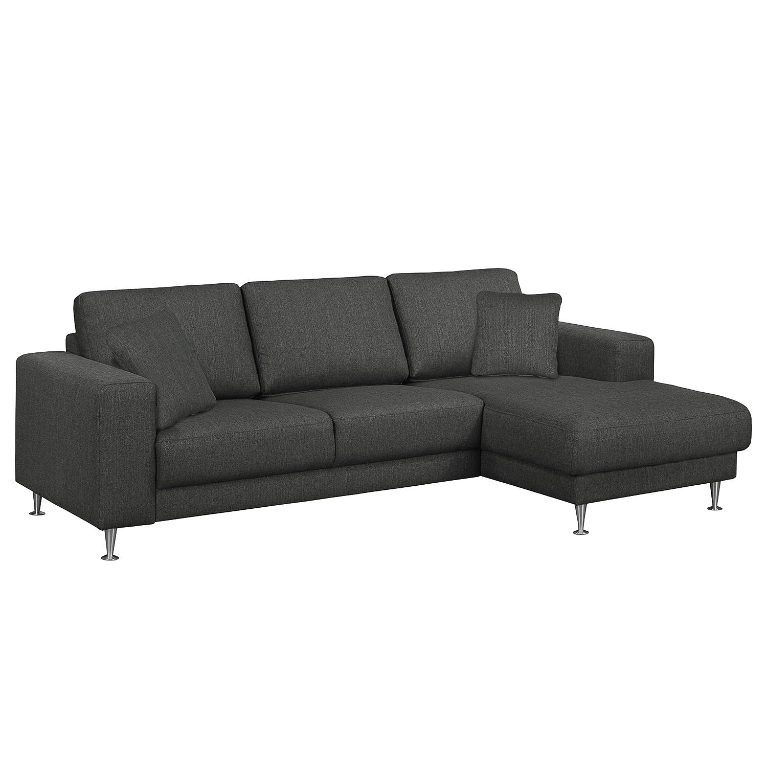 home24 Fredriks Ecksofa Arietta II 2-Sitzer Anthrazit Strukturstoff 235x85x150 cm