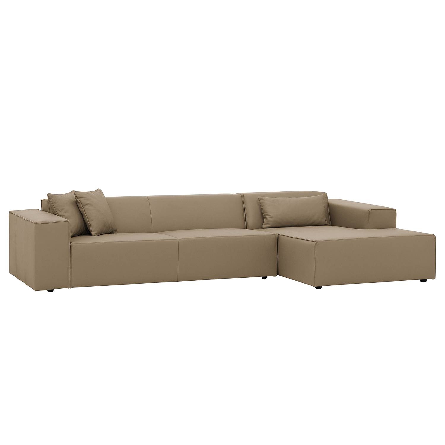 home24 Studio Copenhagen Ecksofa Atlanta Taupe Echtleder 284x60x160 cm (BxHxT) Modern
