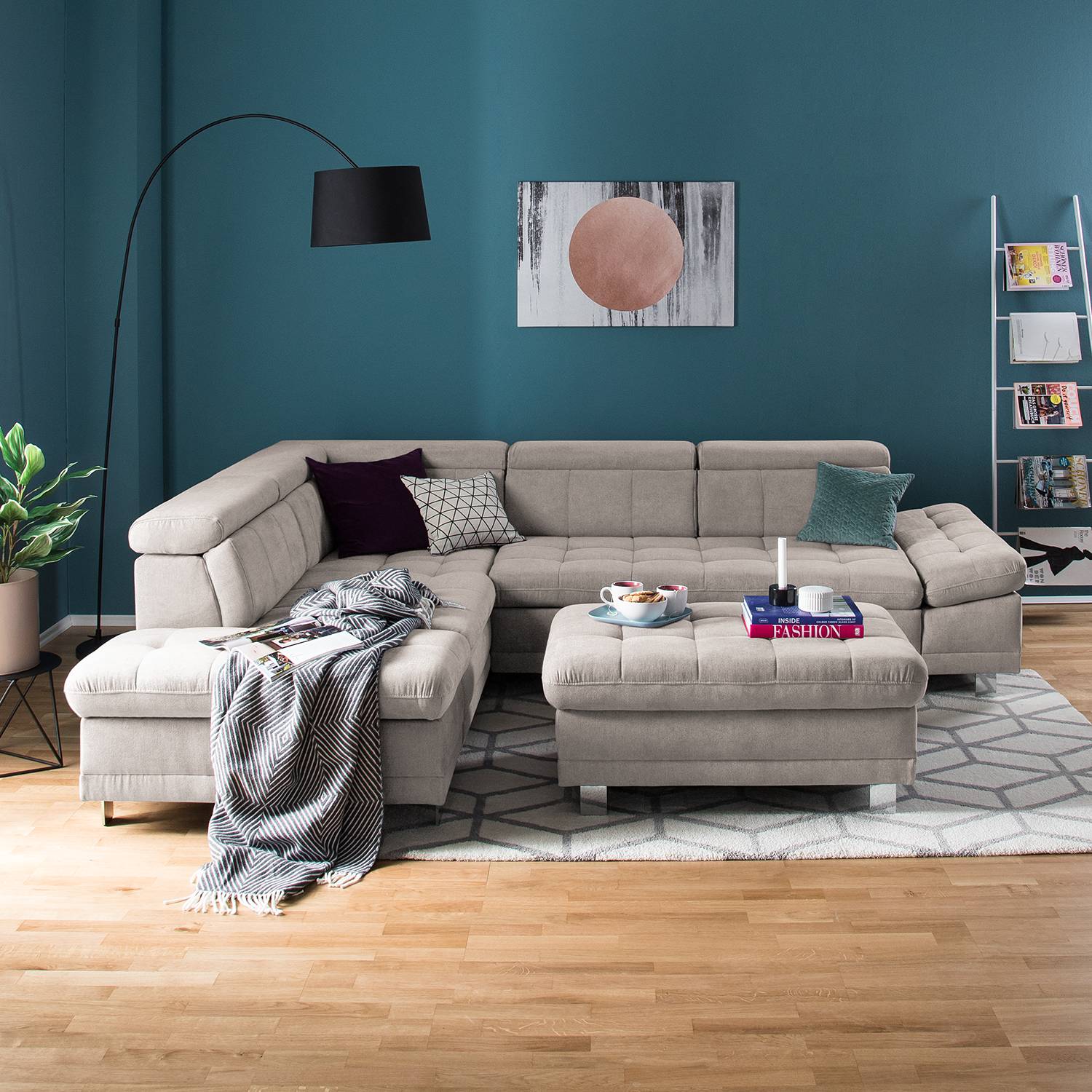 home24 Fredriks Ecksofa Ayna Kaschmir Microfaser 275x89x217 cm