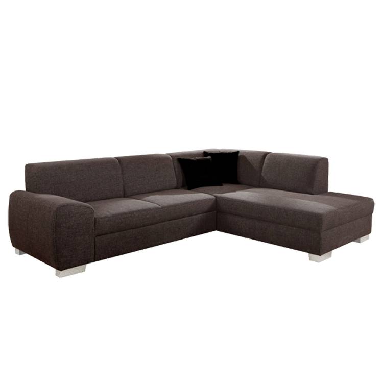 goedkoop 3zitsbank Barkley met slaapfunctie en longchair donkerbruin polyester polyacryl longchair vooraanzicht rechts Fredriks