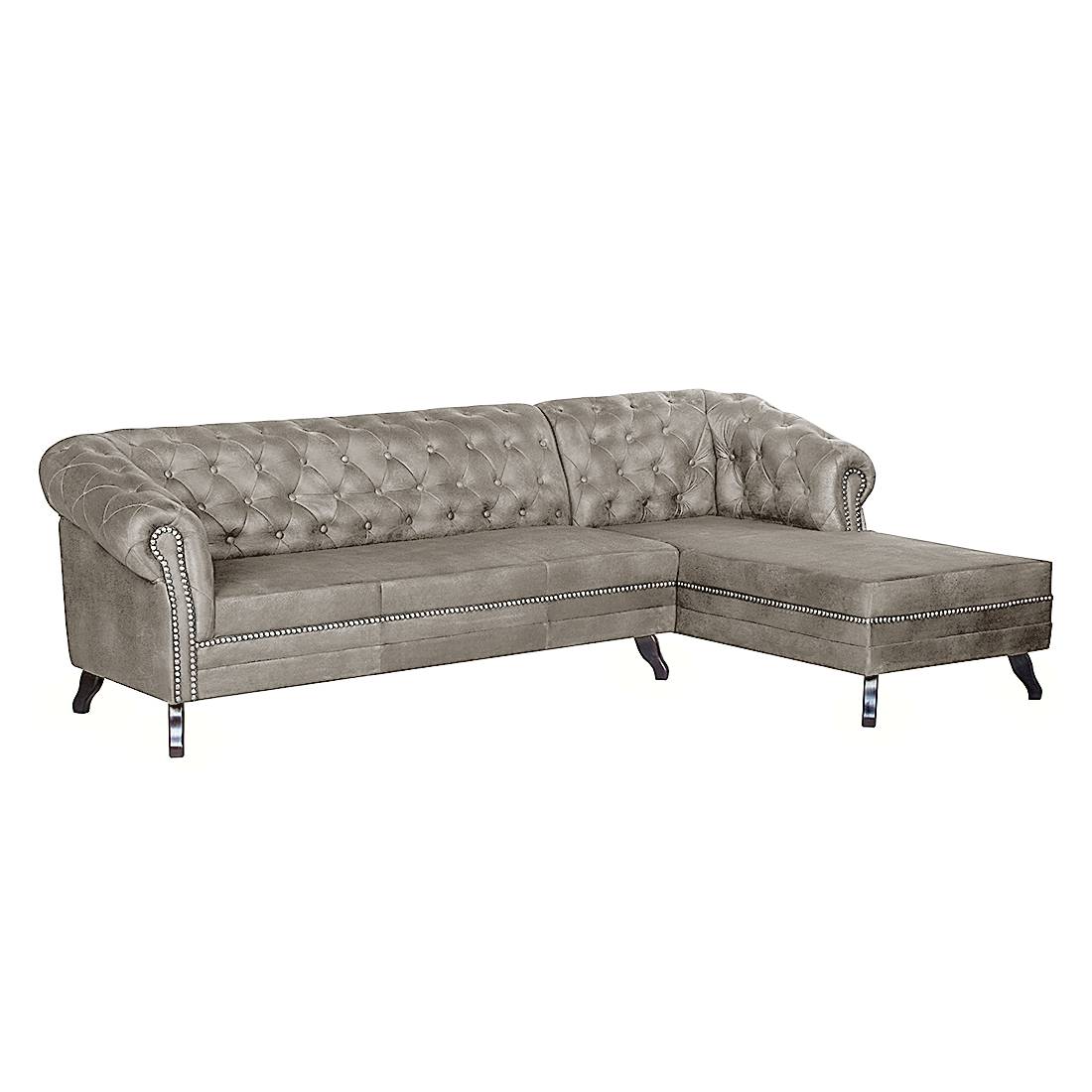 home24 ars manufacti Ecksofa Benavente 2-Sitzer Grausilber Microfaser 265x80x167 cm (BxHxT) Industrial