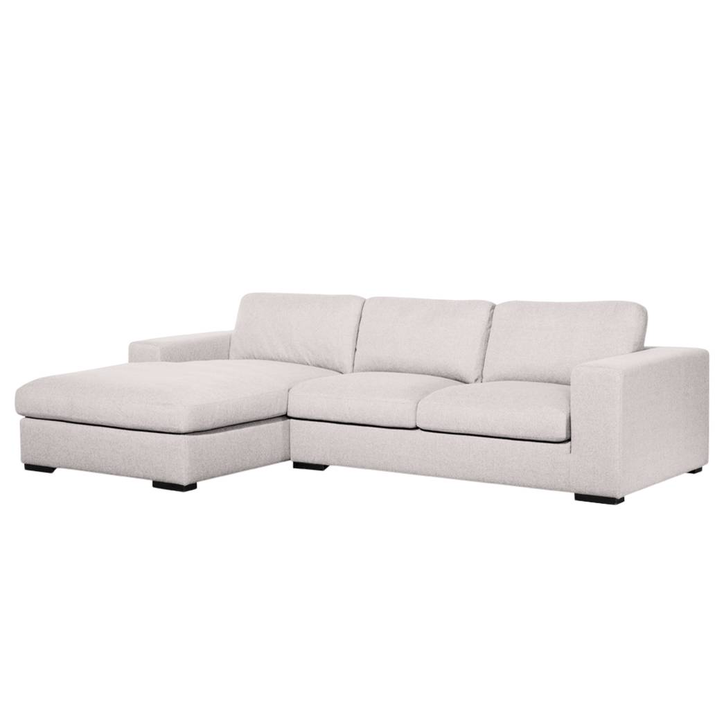 goedkoop Hoekbank Boston met slaapfunctie geweven stof longchair vooraanzicht links Stof Valura Beige loftscape