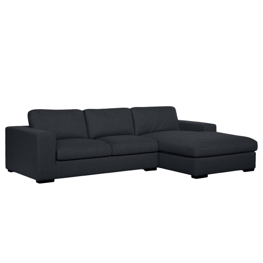 goedkoop Hoekbank Boston met slaapfunctie geweven stof longchair vooraanzicht rechts Stof Valura Antraciet loftscape