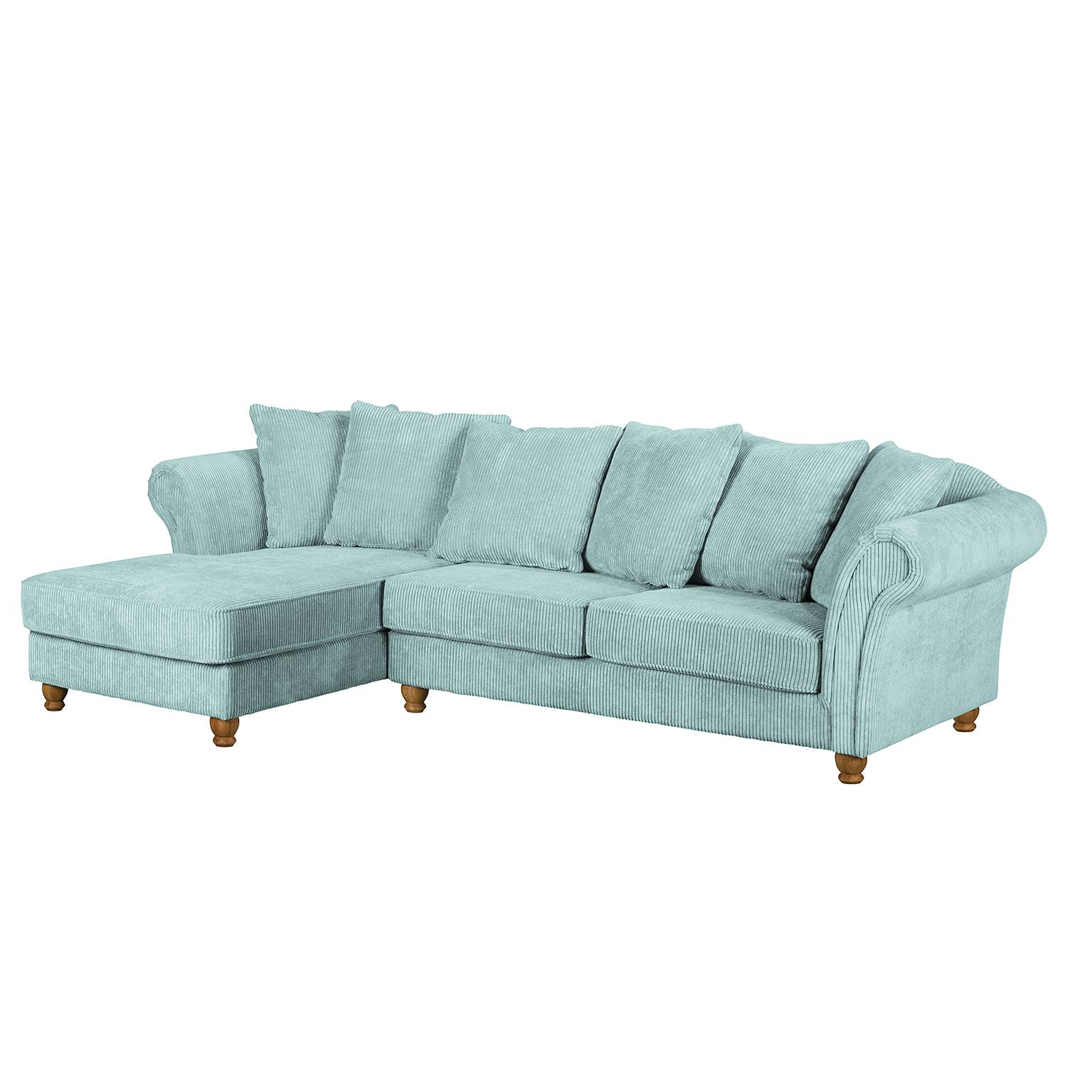 home24 Maison Belfort Ecksofa Colares Babyblau Cord 280x92x90 cm