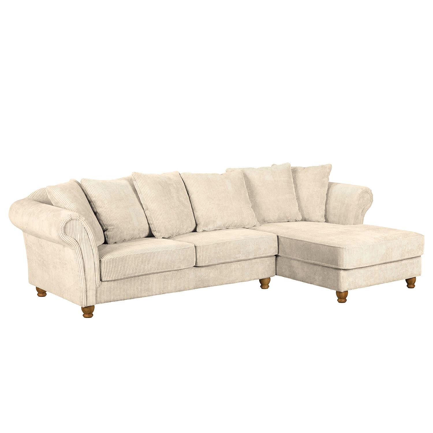 goedkoop Hoekbank Colares ribfluweel Longchair vooraanzicht rechts Crème Maison Belfort
