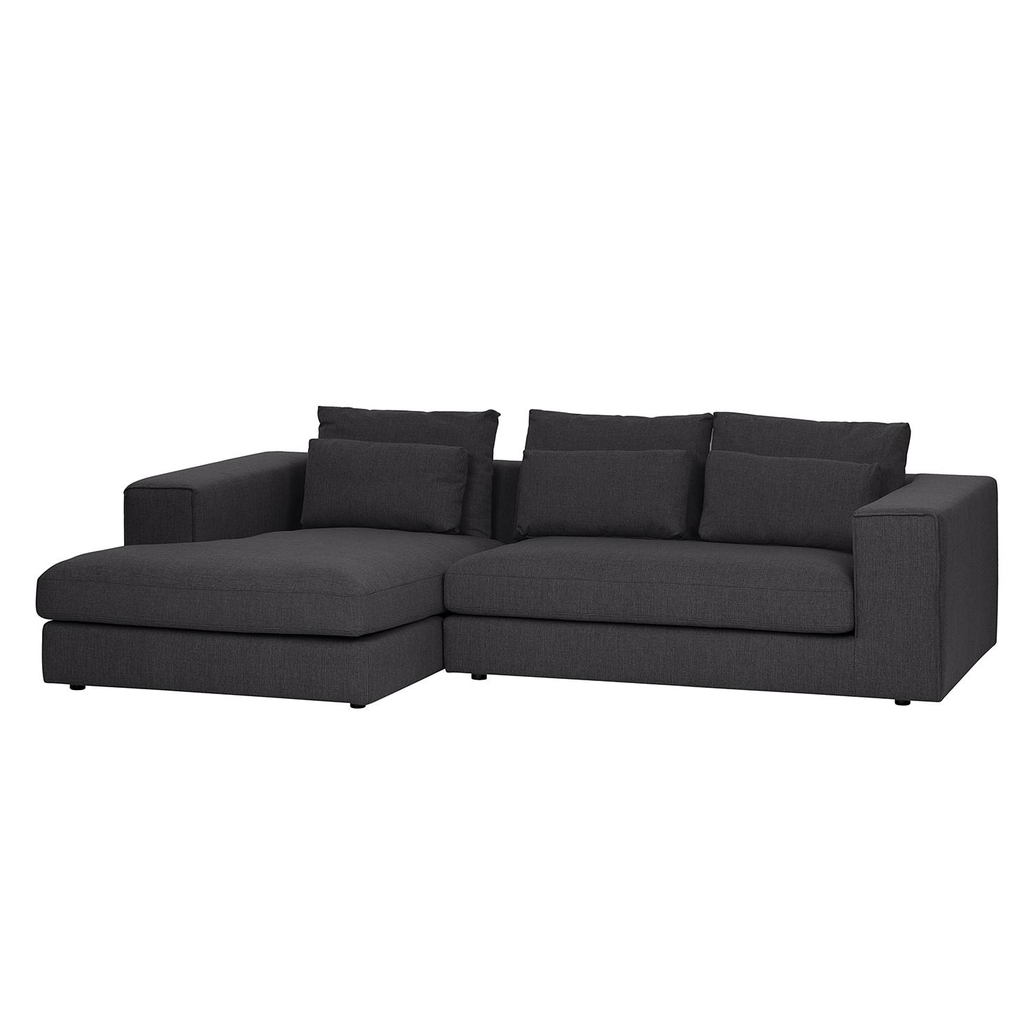 goedkoop Hoekbank Columbia geweven stof longchair vooraanzicht links Stof Valura Antraciet Fredriks