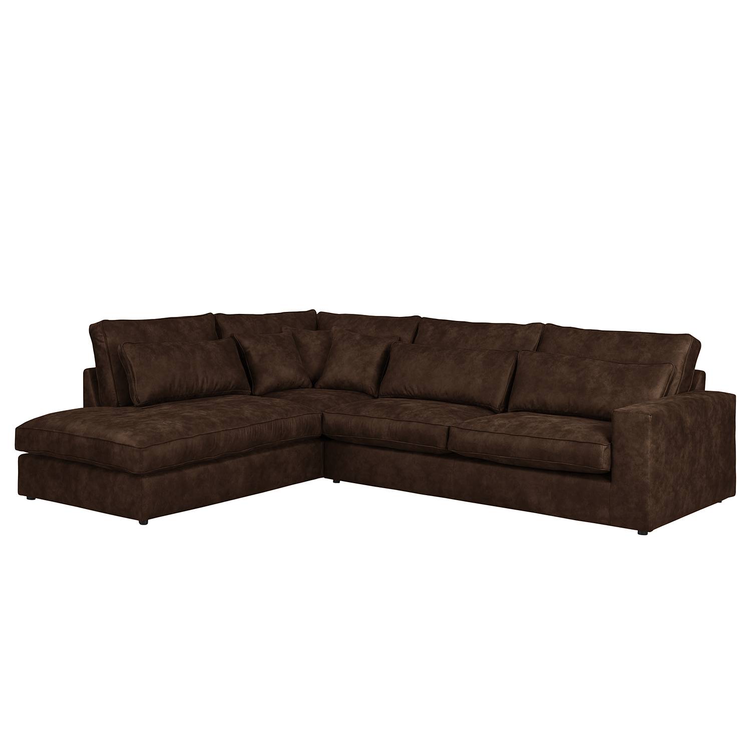 home24 ars manufacti Ecksofa Coolock Braun Microfaser 326x92x250 cm (BxHxT) Industrial