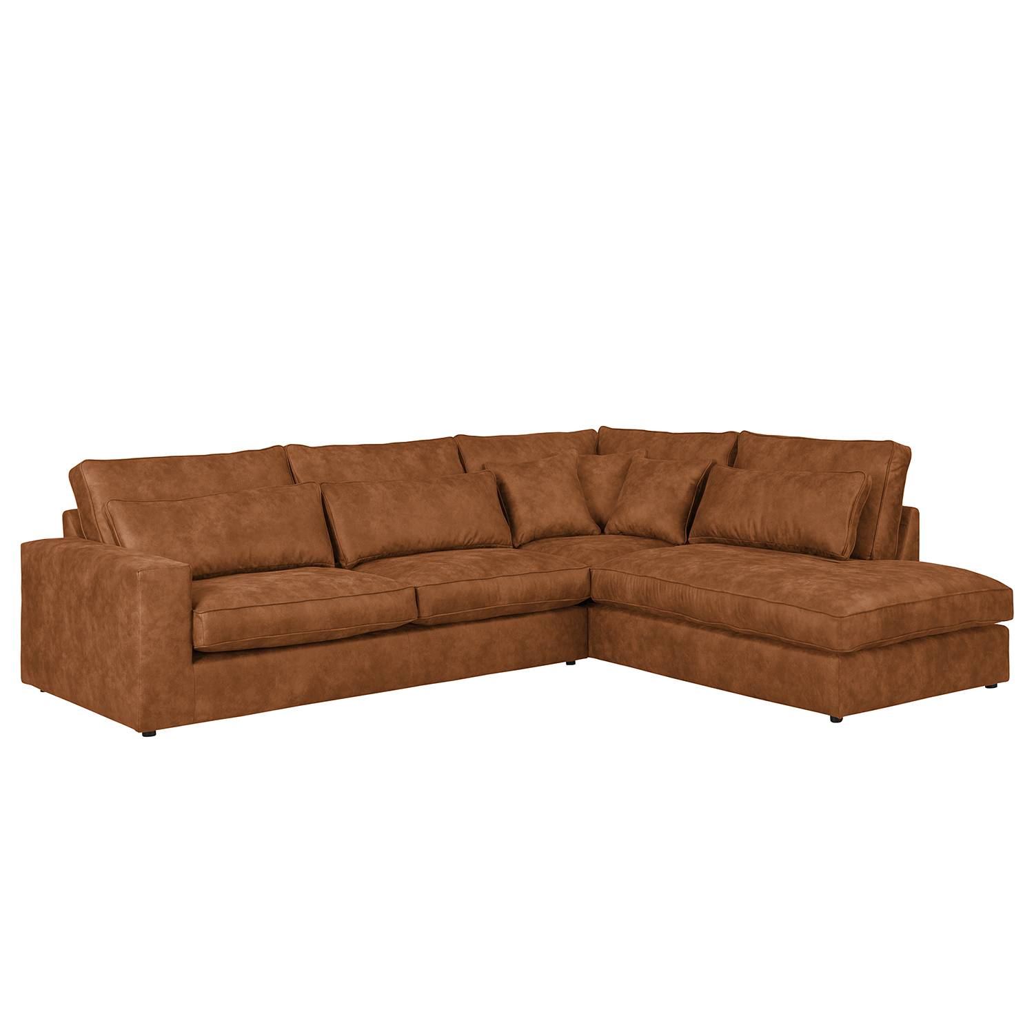 home24 ars manufacti Ecksofa Coolock Cognac Microfaser 326x92x250 cm (BxHxT) Industrial