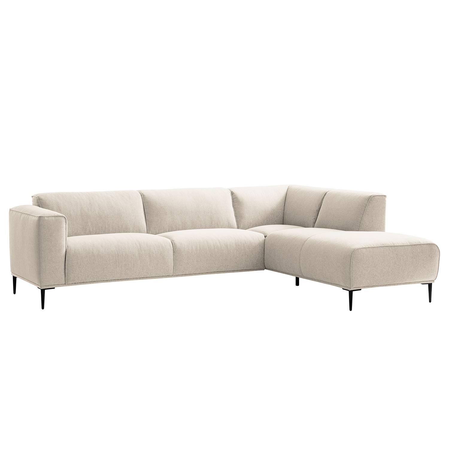 goedkoop Hoekbank Crawford III geweven stof Ottoman vooraanzicht rechts 258cm Stof Saia Beige Studio Copenhagen