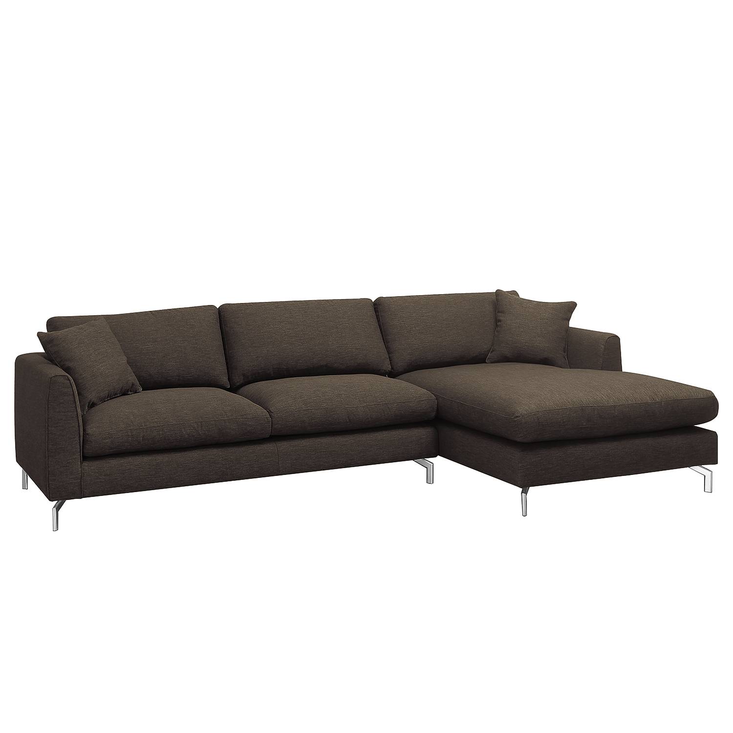goedkoop Hoekbank Crotto geweven stof Longchair vooraanzicht rechts Espressokleurig loftscape