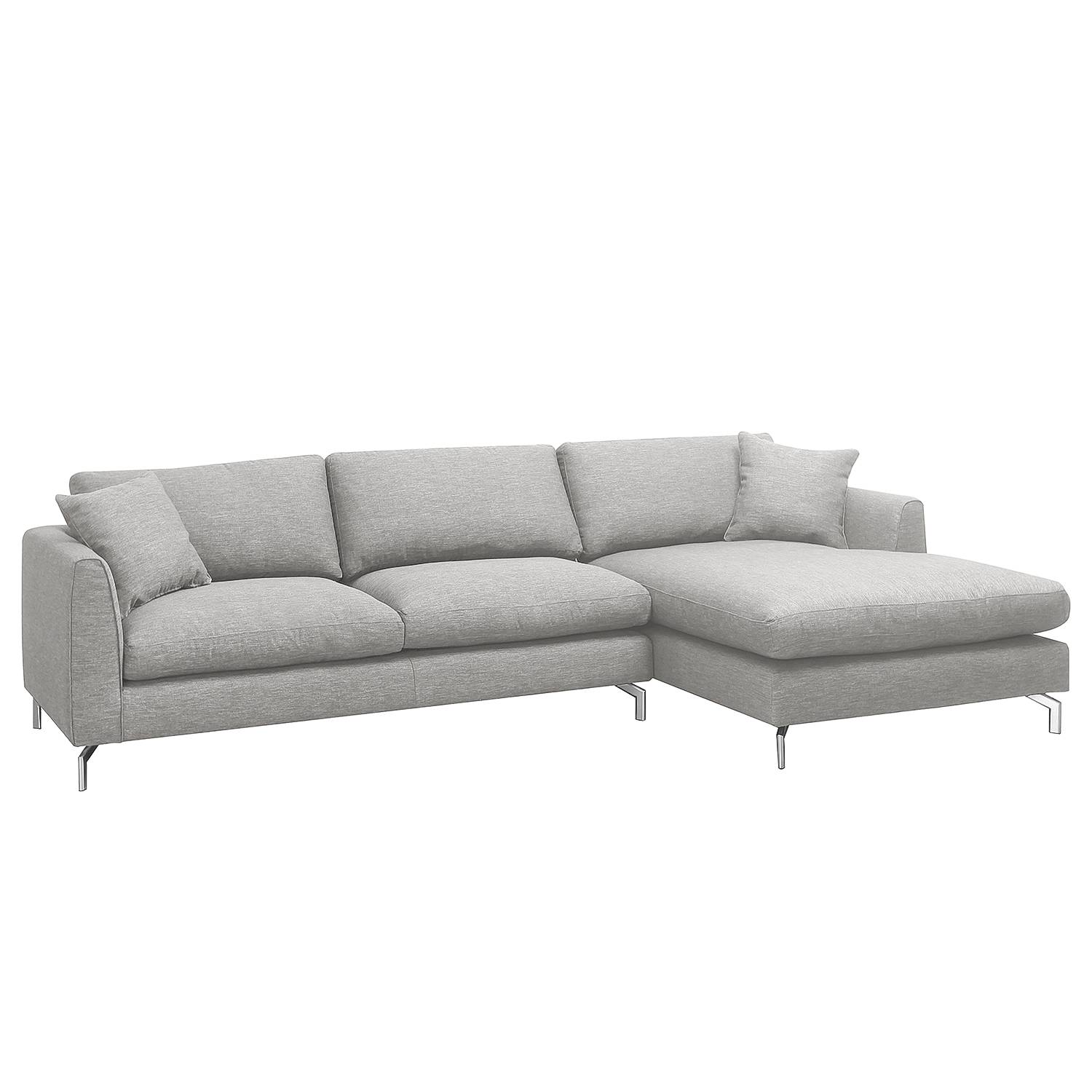 goedkoop Hoekbank Crotto geweven stof Longchair vooraanzicht rechts Heldergrijs loftscape