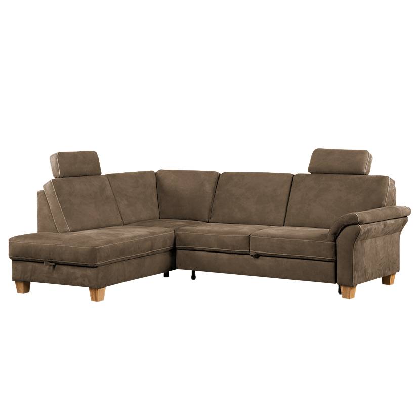 goedkoop Hoekbank Davao microvezel Ottoman vooraanzicht links Zonder slaapfunctie Kokosnoot bruin Maison Belfort
