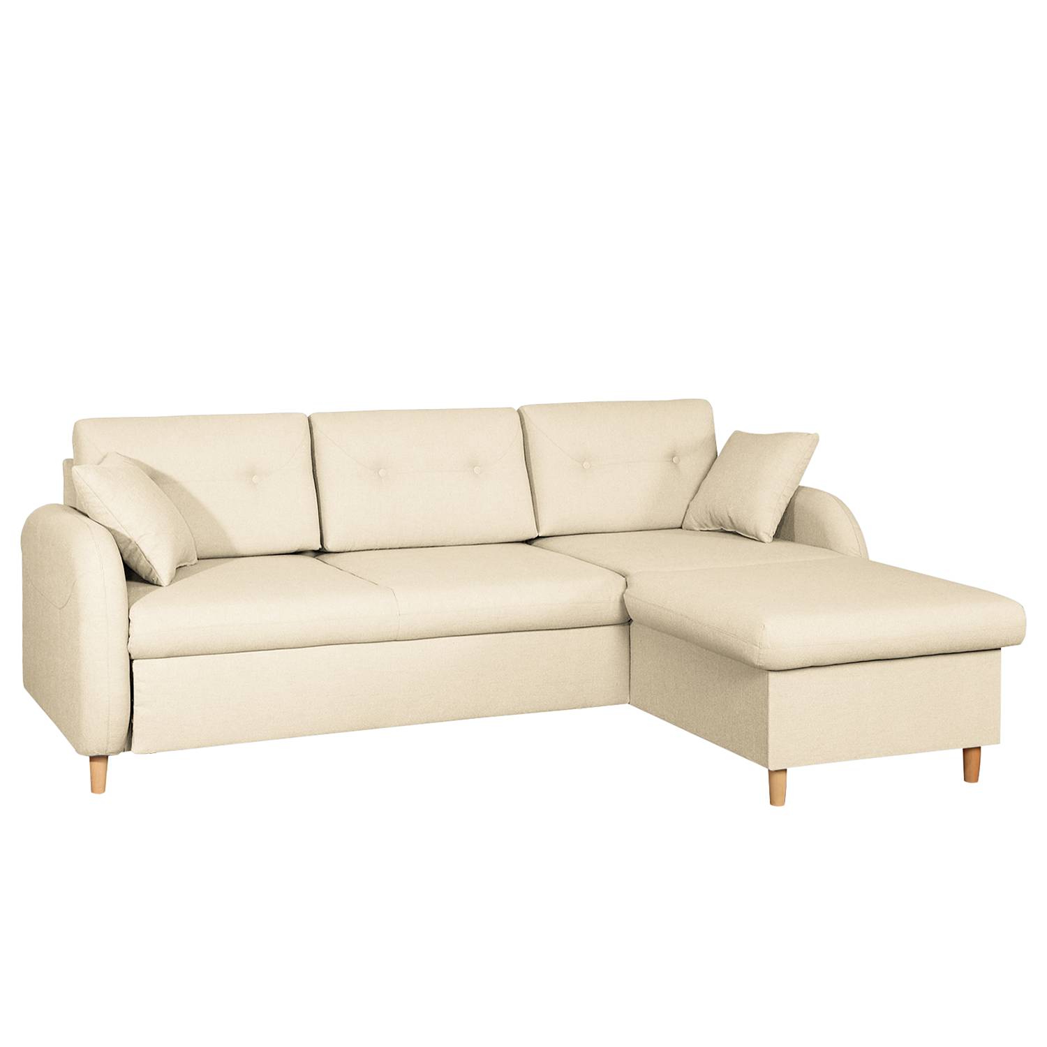 home24 Mørteens Ecksofa Eastville Hellbeige Webstoff 227x86x160 cm