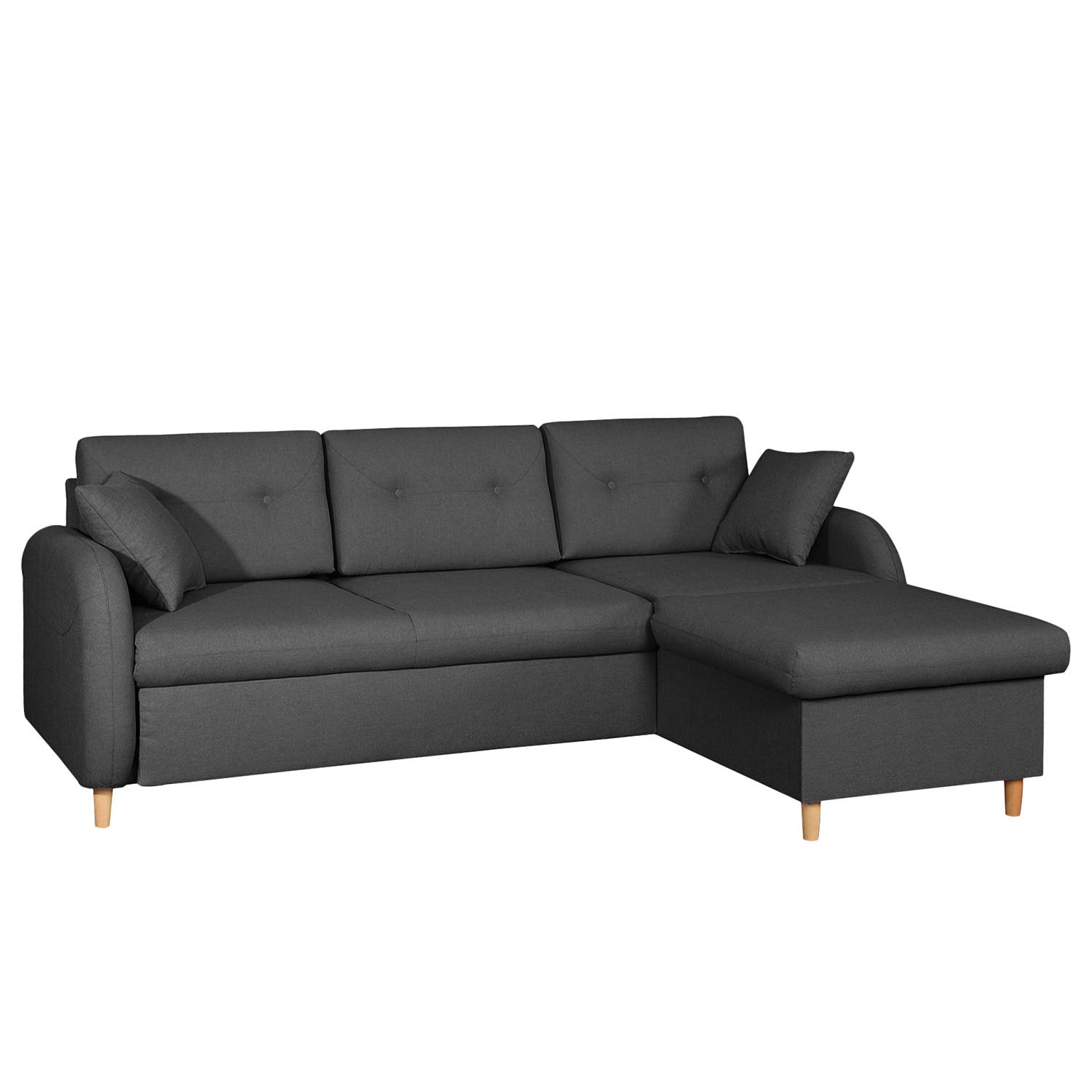 home24 Mørteens Ecksofa Eastville Dunkelgrau Webstoff 227x86x160 cm