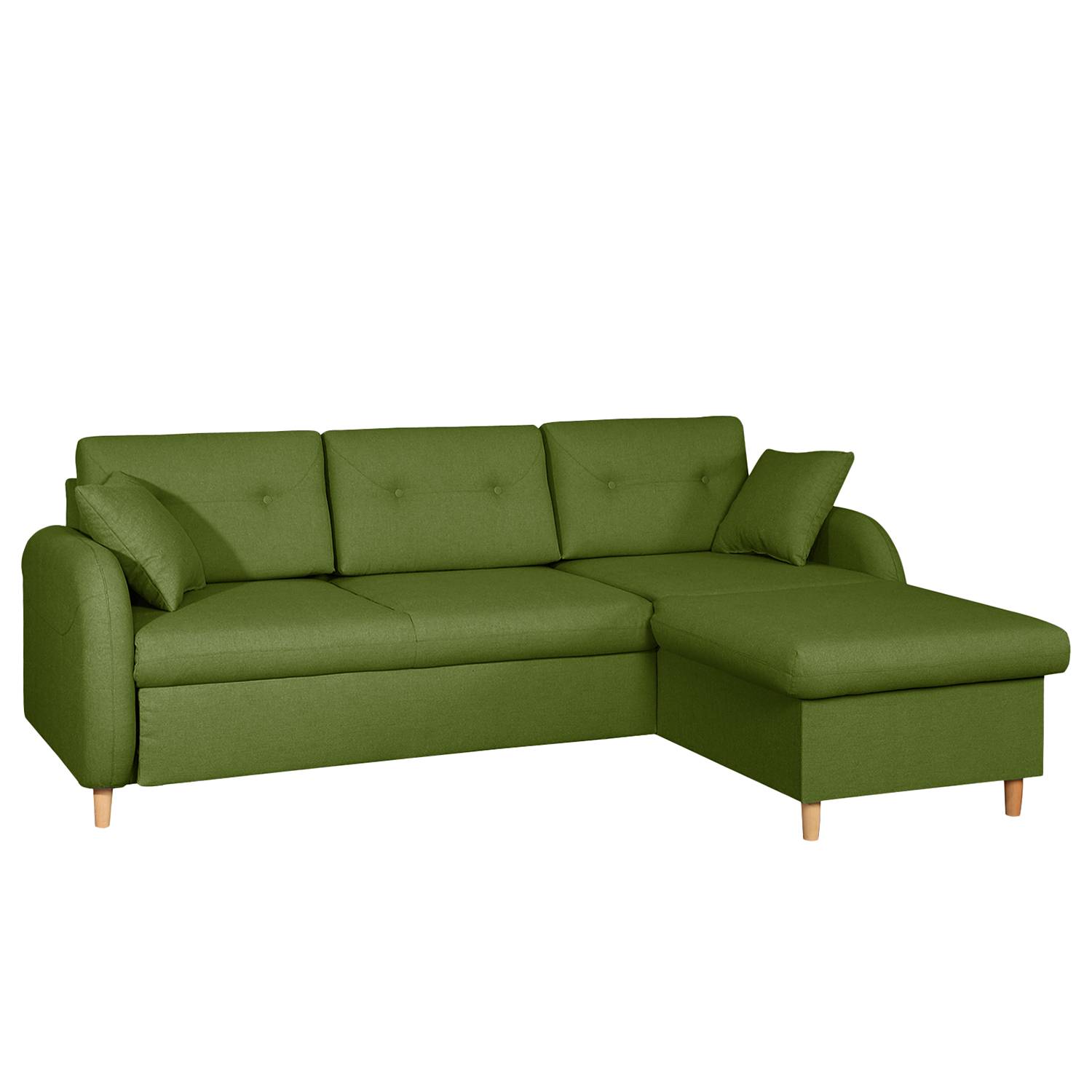 home24 Mørteens Ecksofa Eastville Antikgrün Webstoff 227x86x160 cm