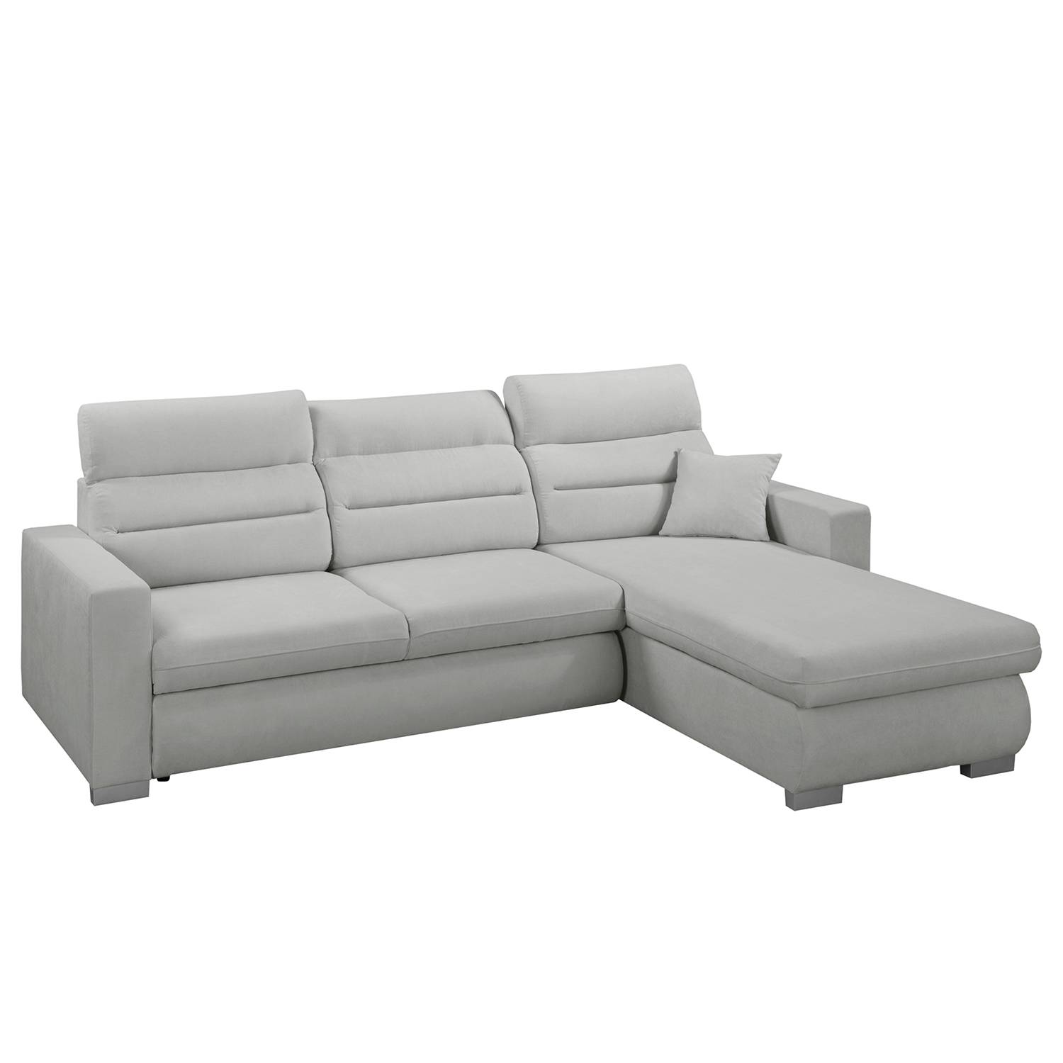 goedkoop Hoekbank Farsley met slaapfunctie microvezel Longchair vooraanzicht rechts Platina Fredriks