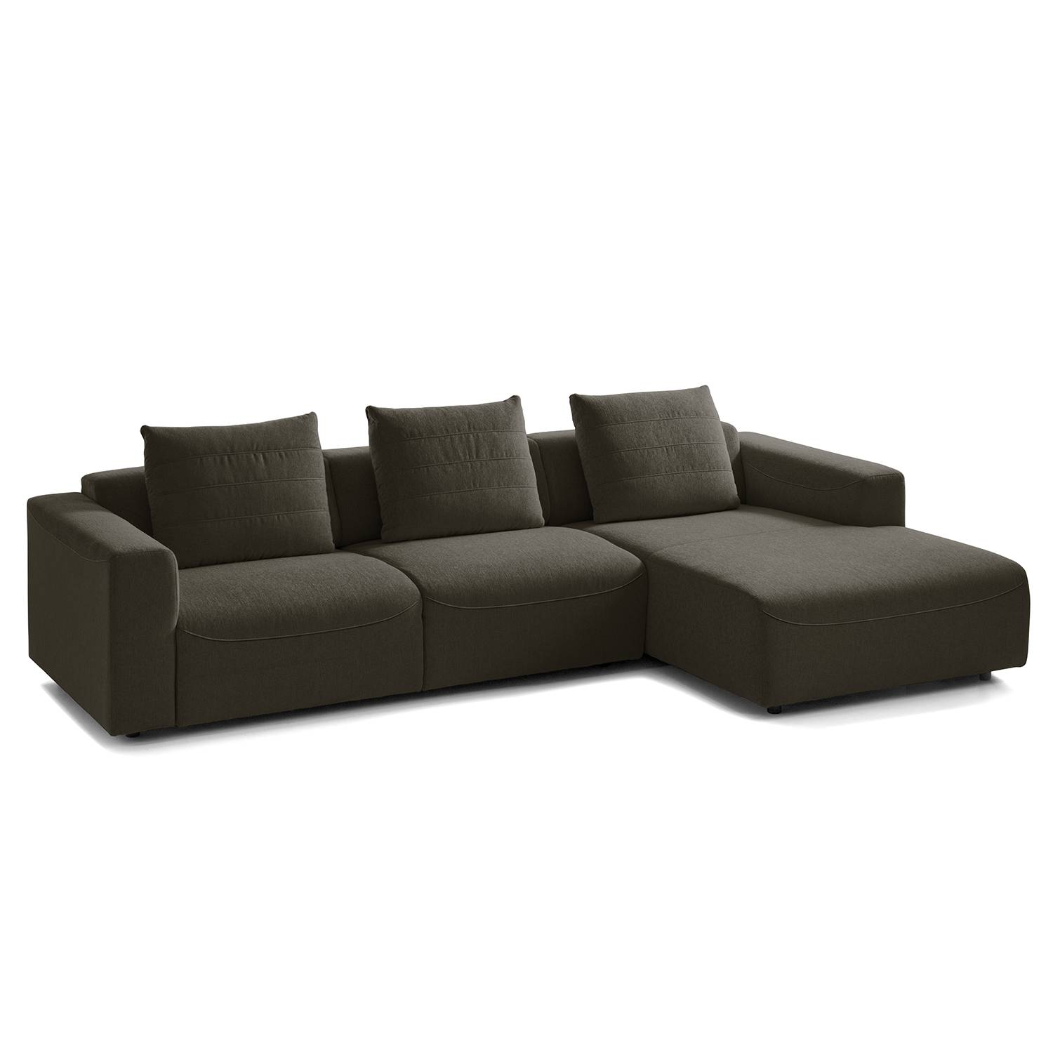 goedkoop Hoekbank Finny I geweven stof Longchair vooraanzicht rechts Geen functie Stof Saia ZwartBruin Studio Copenhagen
