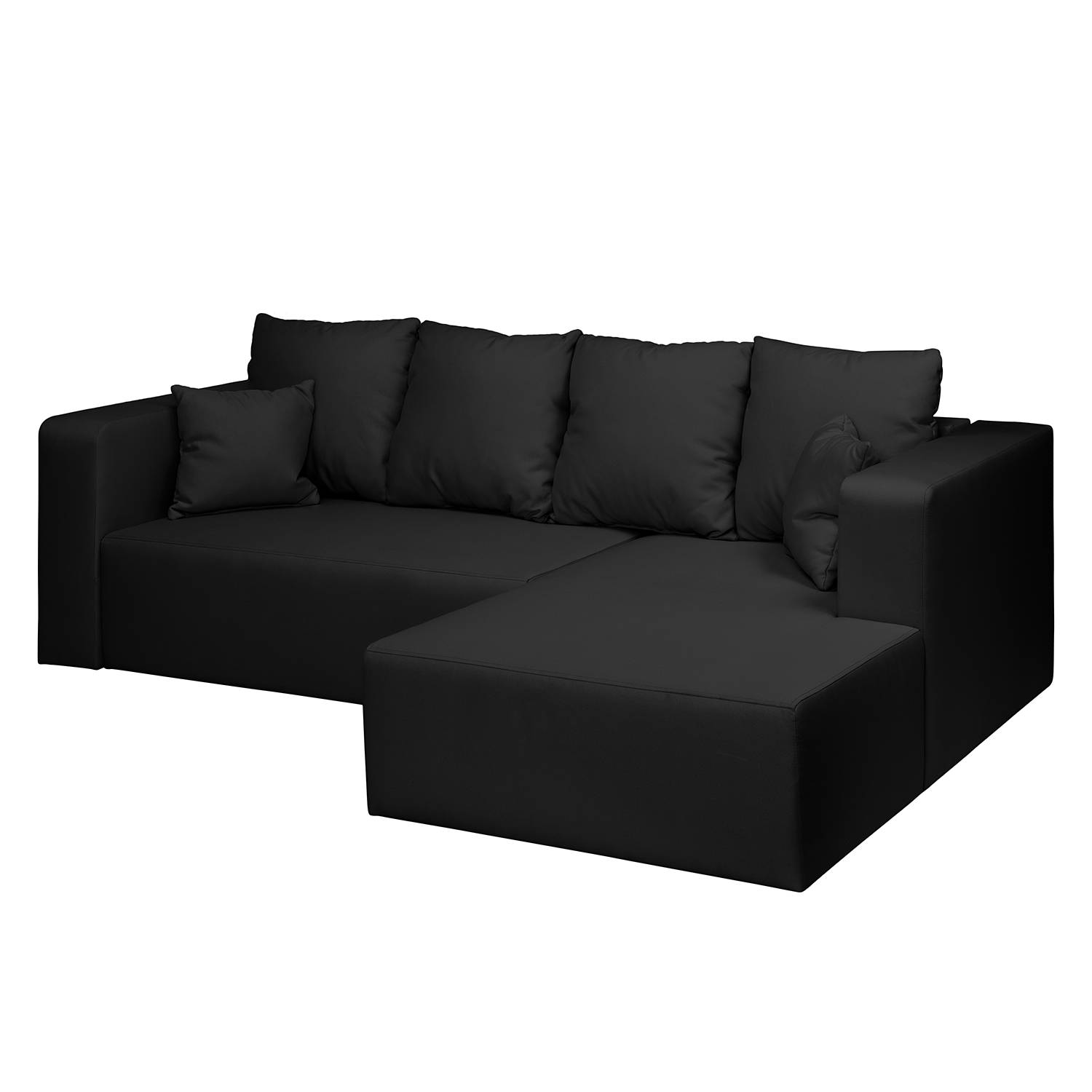 home24 Fredriks Ecksofa Freer 2-Sitzer Anthrazit Webstoff 252x88x166 cm mit Schlaffunktion