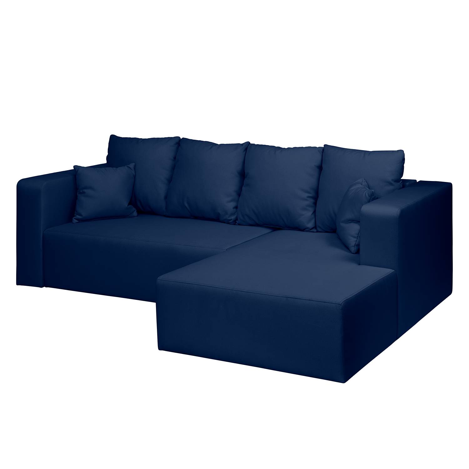 home24 Fredriks Ecksofa Freer 2-Sitzer Dunkelblau Webstoff 252x88x166 cm mit Schlaffunktion