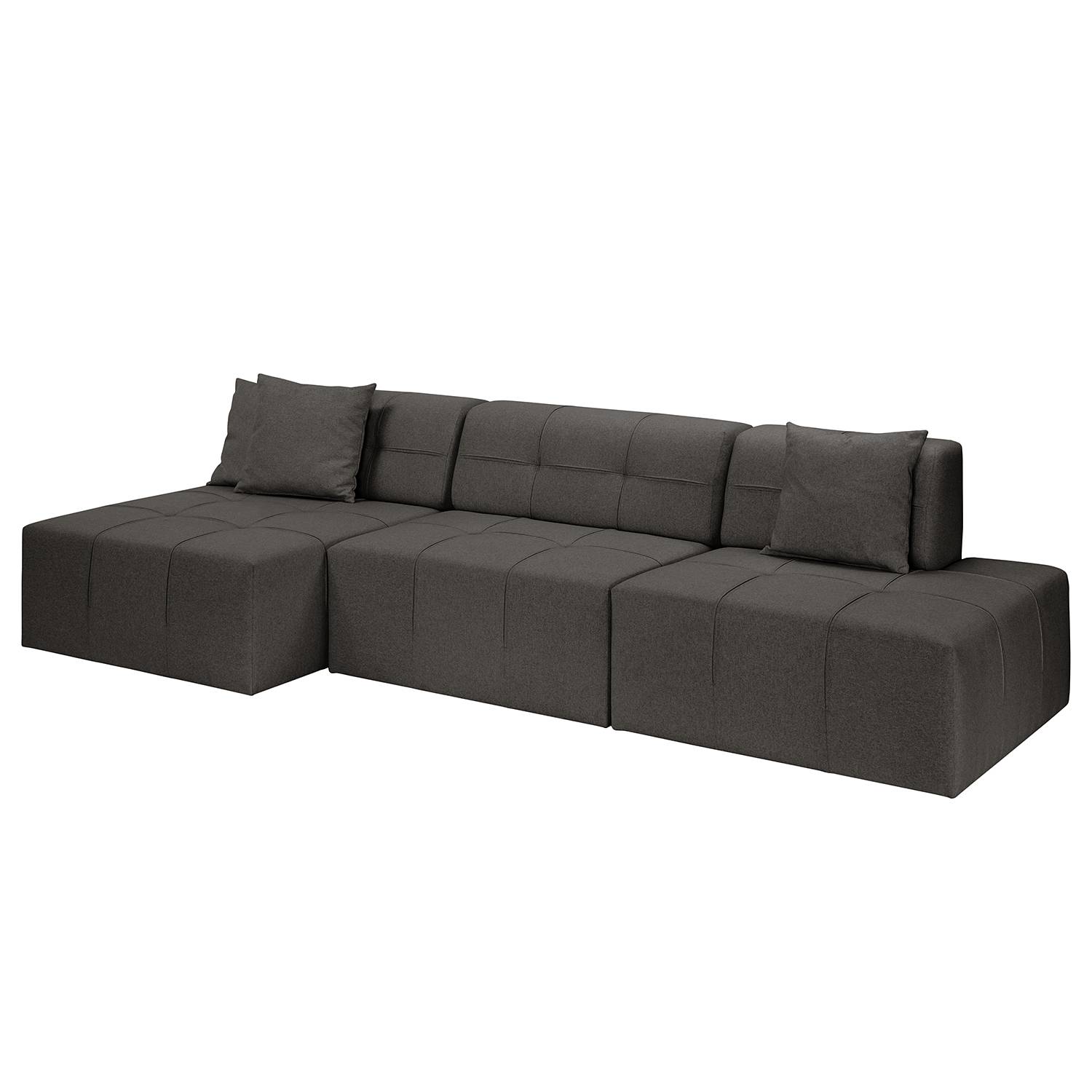 goedkoop Hoekbank Healy vilt longchair vooraanzicht links Zonder hocker Donkergrijs Fredriks