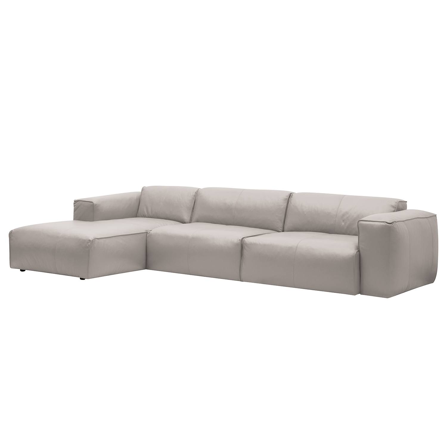 goedkoop Hoekbank Hudson I echt leer longchair vooraanzicht links Echt leer Neka Lichtgrijs Studio Copenhagen