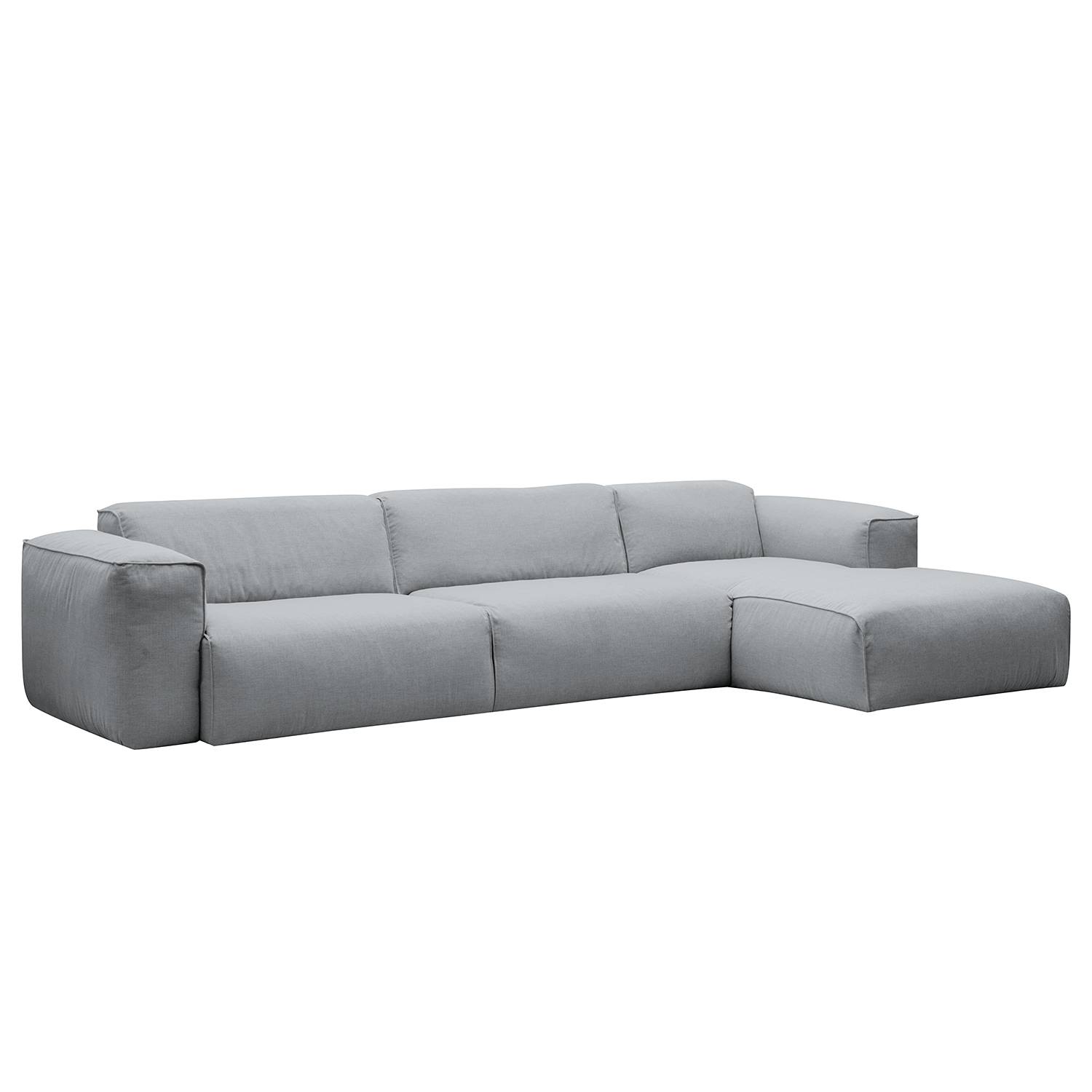 home24 Studio Copenhagen Ecksofa Hudson I Silber Webstoff 328x71x173 cm (BxHxT) Skandi