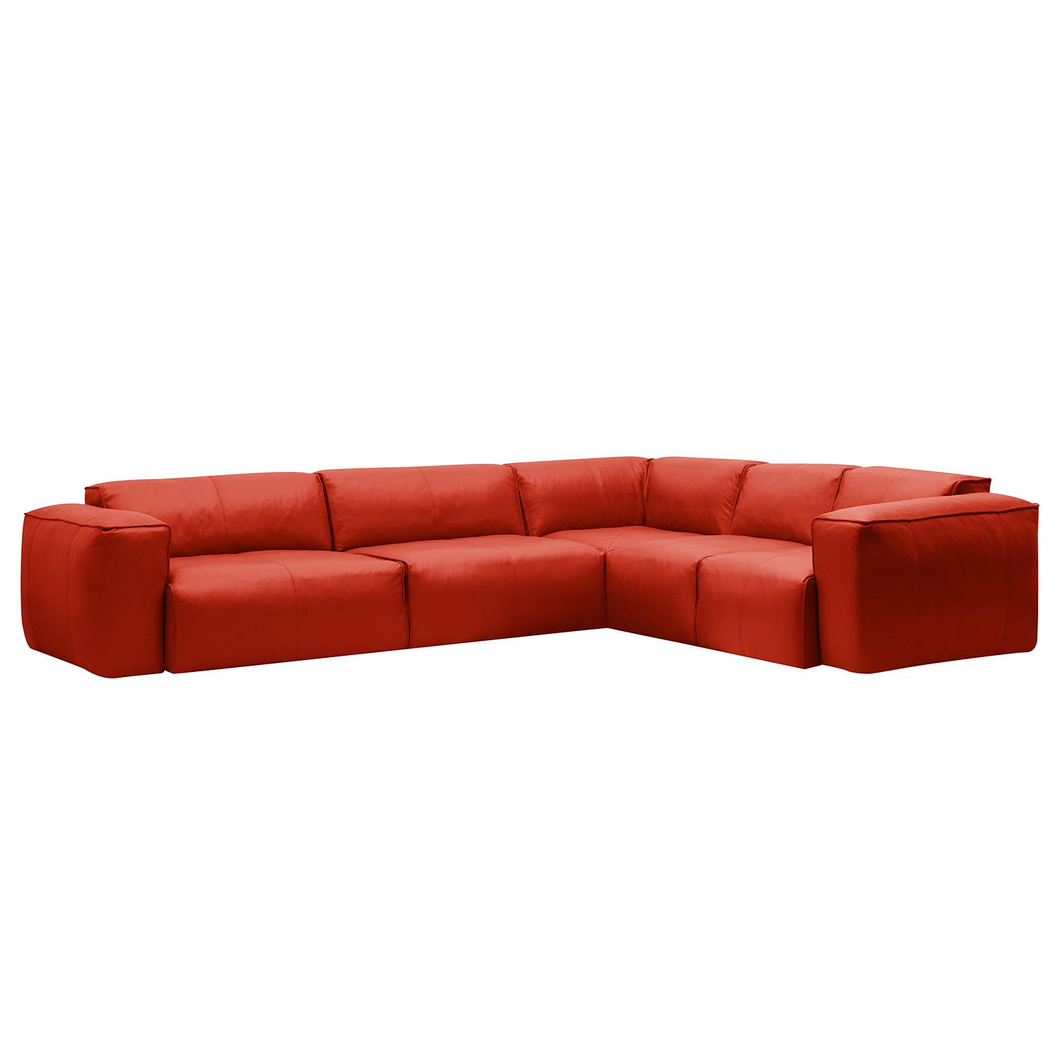 home24 Studio Copenhagen Ecksofa Hudson II Rot Echtleder 325x71x260 cm