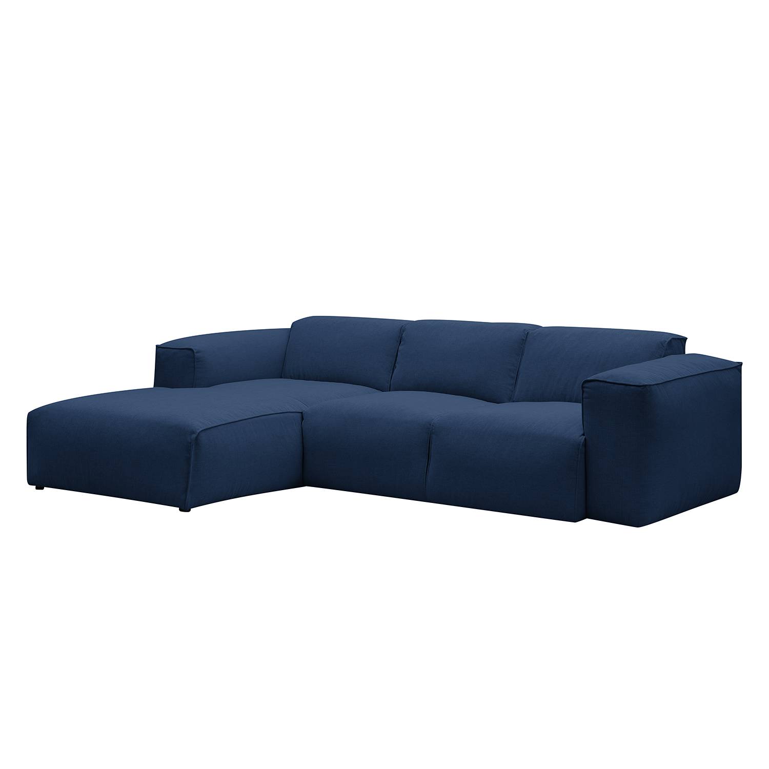 home24 Studio Copenhagen Ecksofa Hudson III Blau Webstoff 263x71x173 cm (BxHxT) Skandi
