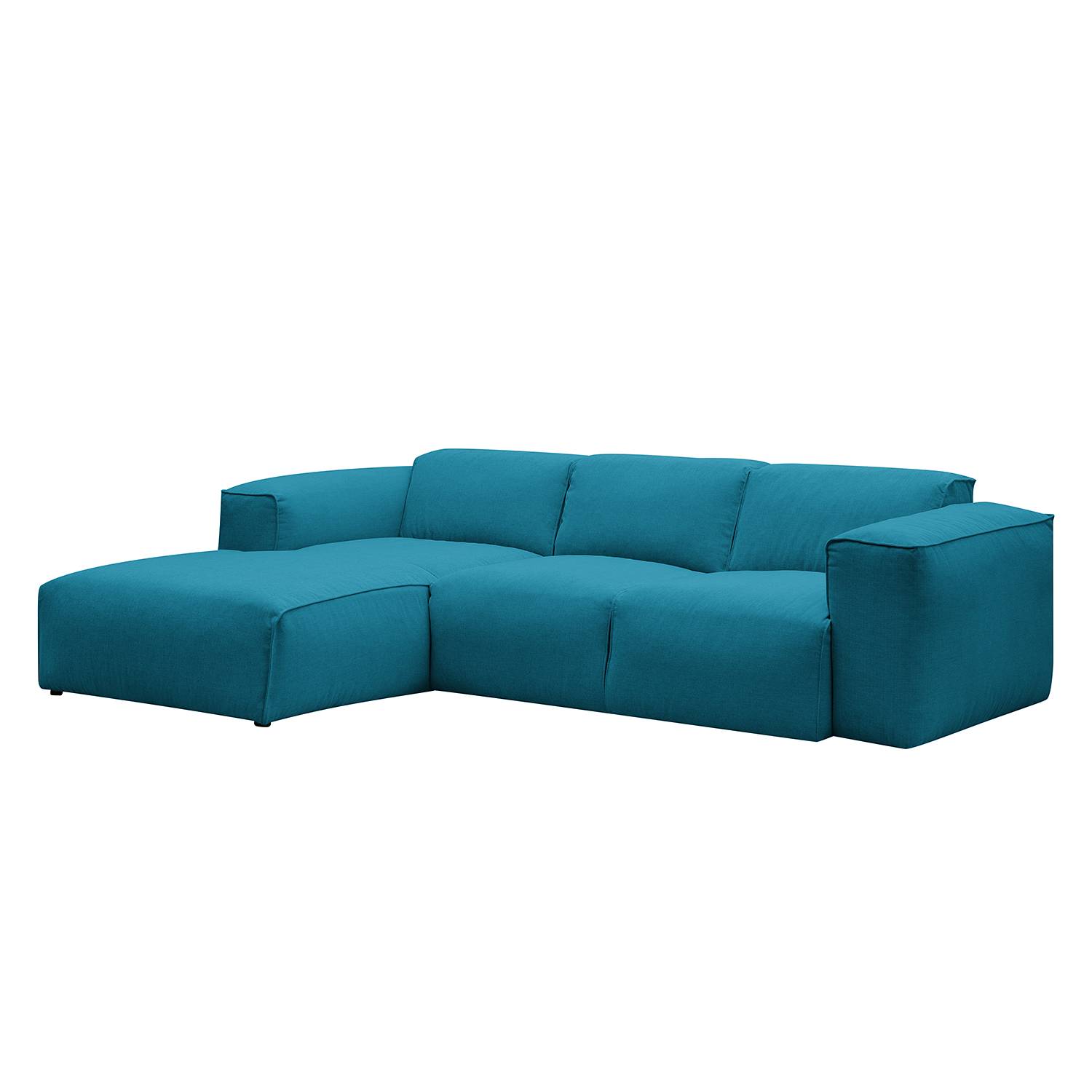 home24 Studio Copenhagen Ecksofa Hudson III Türkis Webstoff 263x71x173 cm (BxHxT) Skandi