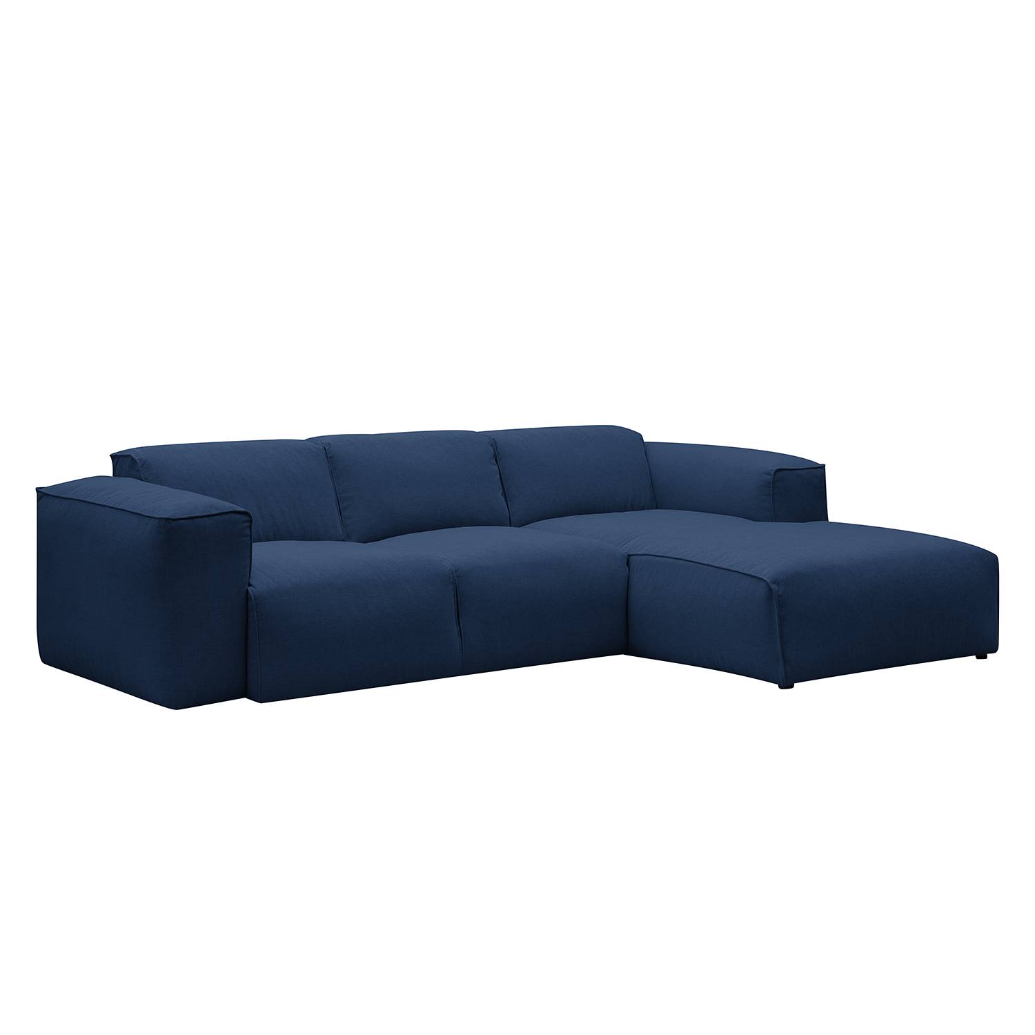 home24 Studio Copenhagen Ecksofa Hudson III Blau Webstoff 263x71x173 cm (BxHxT) Skandi