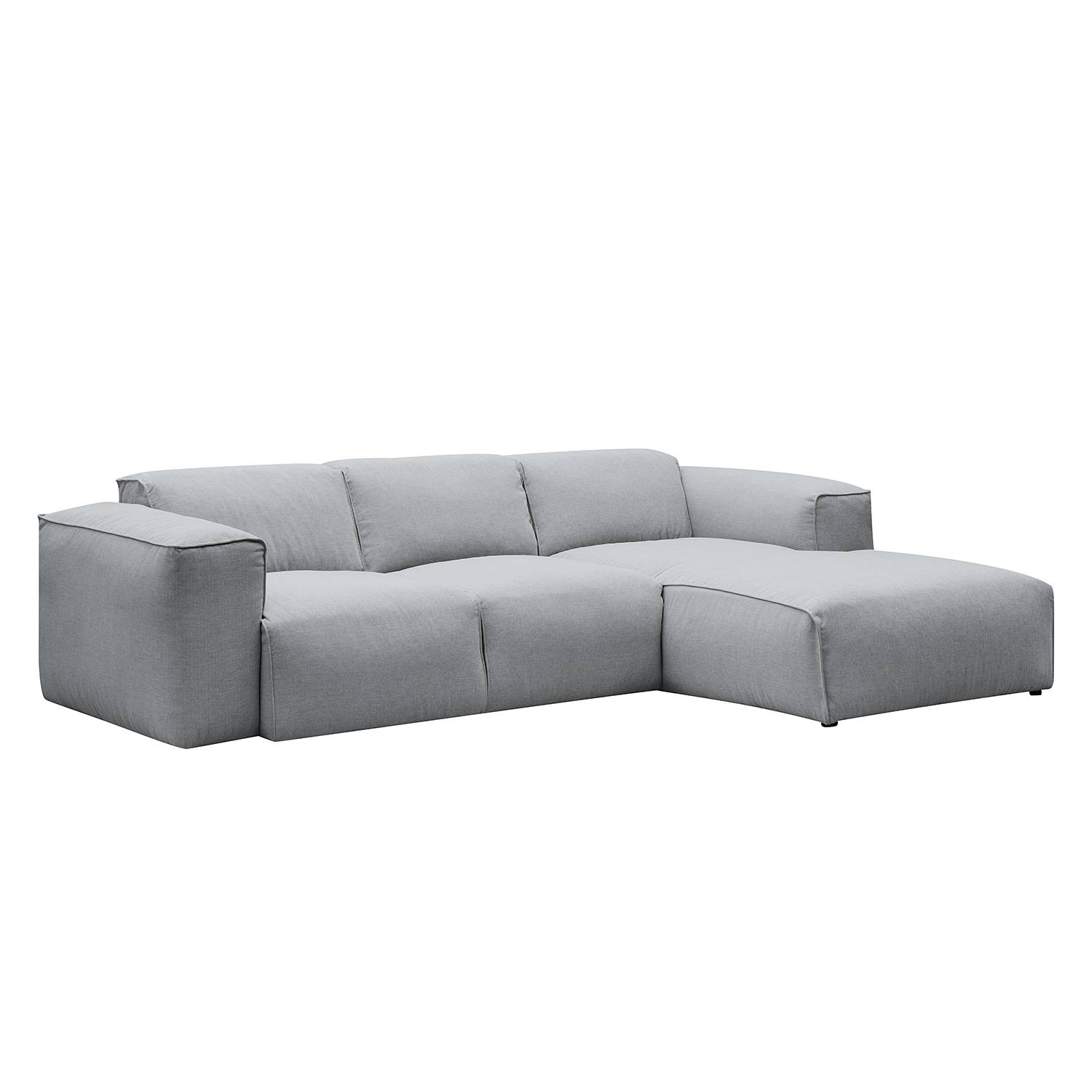 home24 Studio Copenhagen Ecksofa Hudson III Silber Webstoff 263x71x173 cm (BxHxT) Skandi