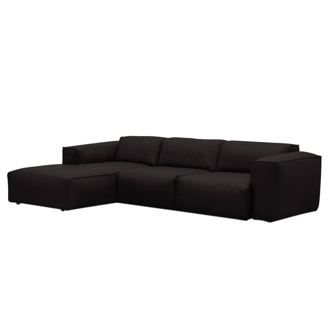 home24 Studio Copenhagen Ecksofa Hudson IV Schwarz Echtleder 295x71x173 cm (BxHxT) Skandi