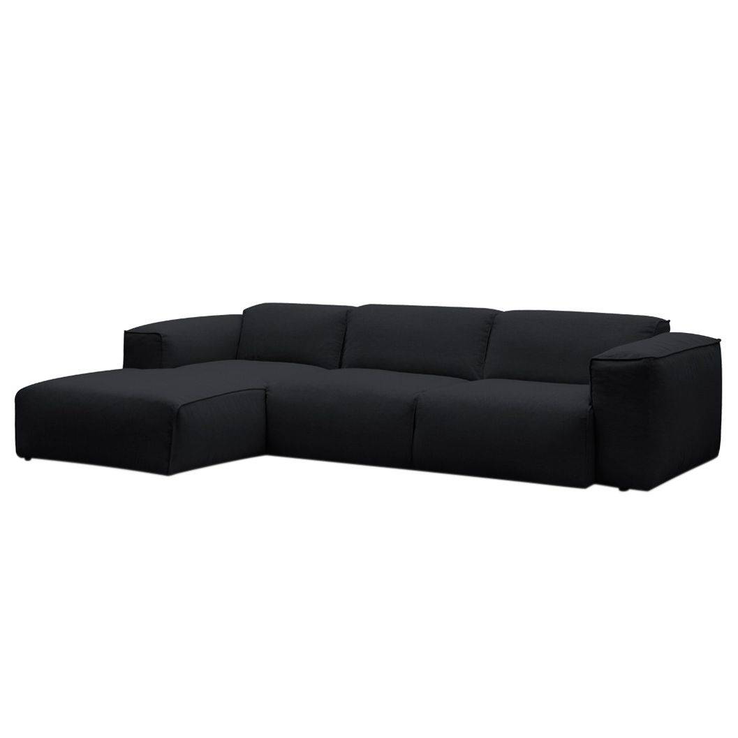 goedkoop Hoekbank Hudson IV geweven stof longchair vooraanzicht links Stof Saia Antraciet Studio Copenhagen