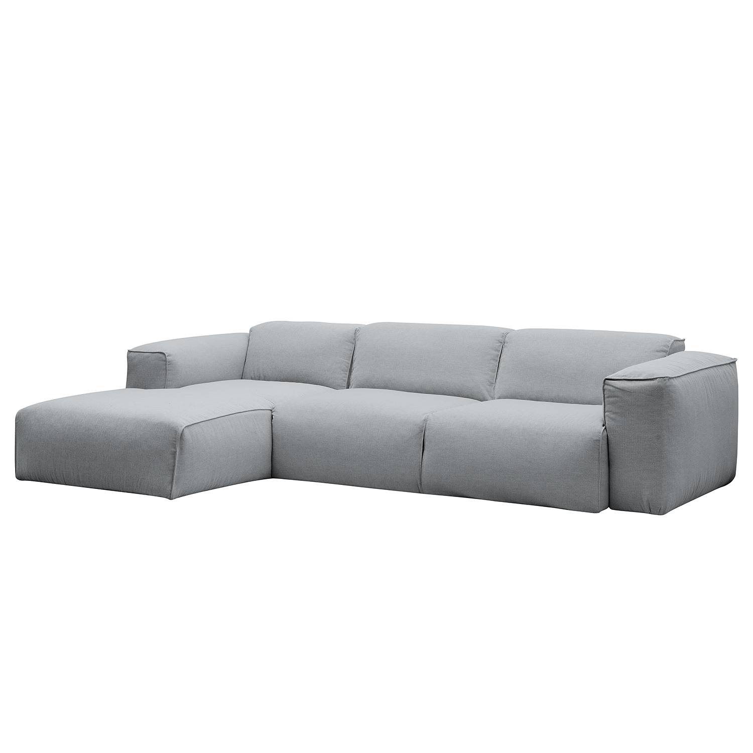 home24 Studio Copenhagen Ecksofa Hudson IV Silber Webstoff 295x71x173 cm (BxHxT) Skandi