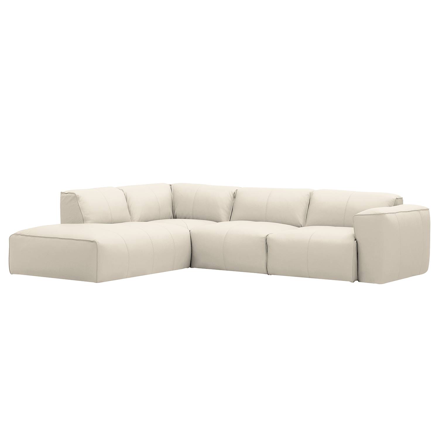 home24 Studio Copenhagen Ecksofa Hudson IX Creme Echtleder 292x71x231 cm (BxHxT) Skandi