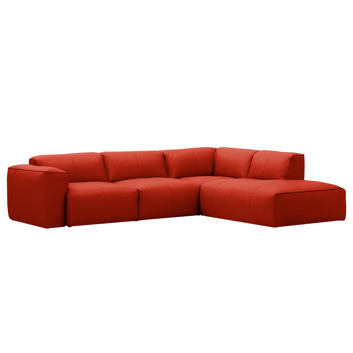 home24 Studio Copenhagen Ecksofa Hudson IX Rot Echtleder 292x71x231 cm (BxHxT) Skandi