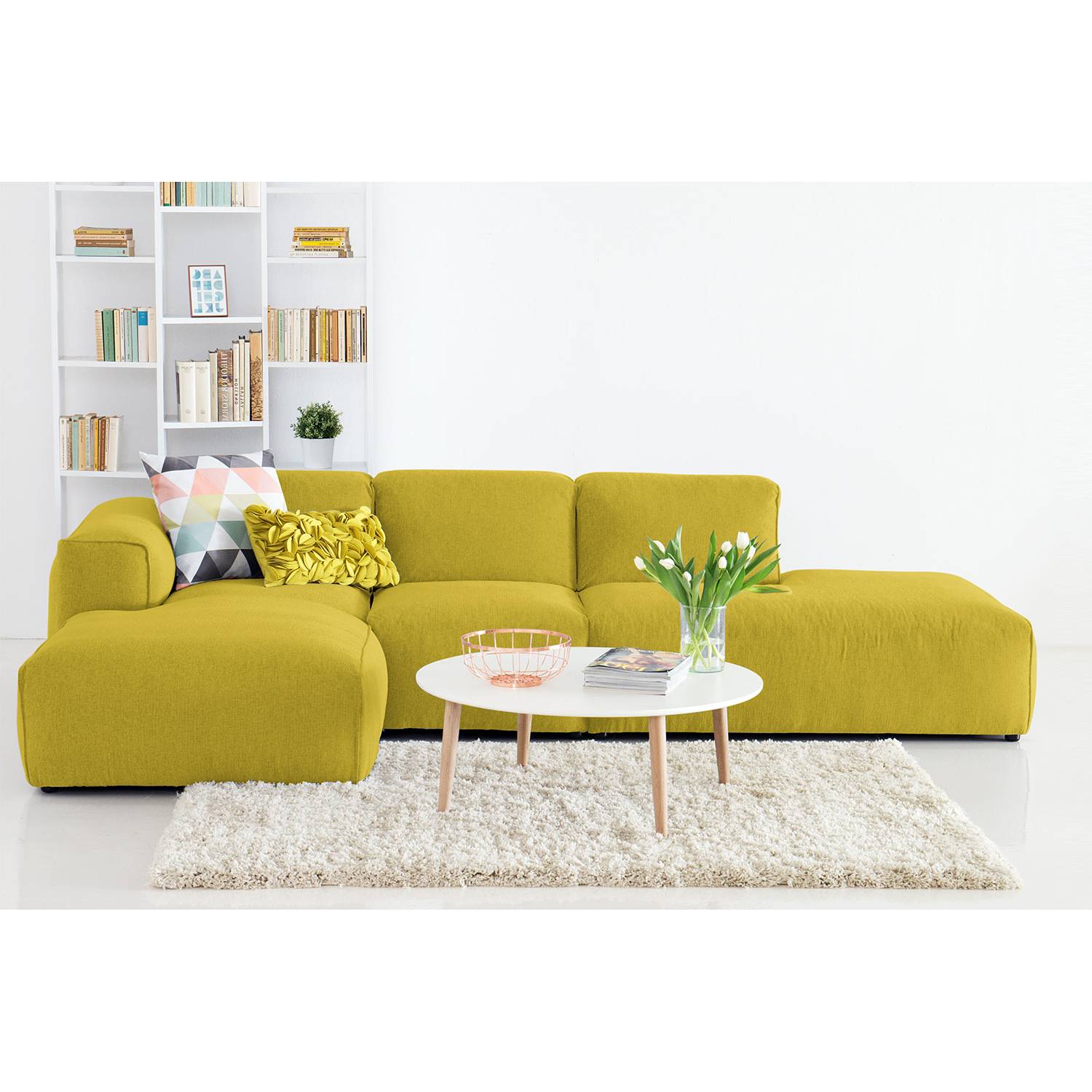 home24 Studio Copenhagen Ecksofa Hudson VIII Gelb Webstoff 301x71x173 cm
