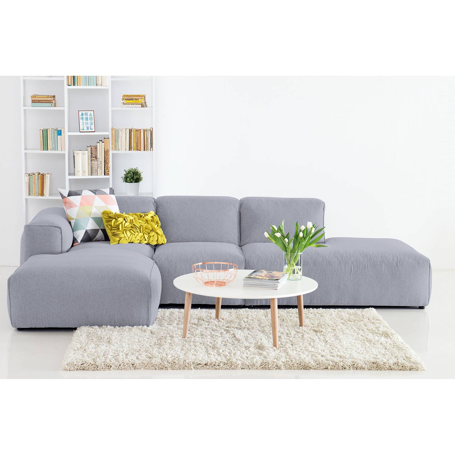 home24 Studio Copenhagen Ecksofa Hudson VIII Hellgrau Webstoff 301x71x173 cm